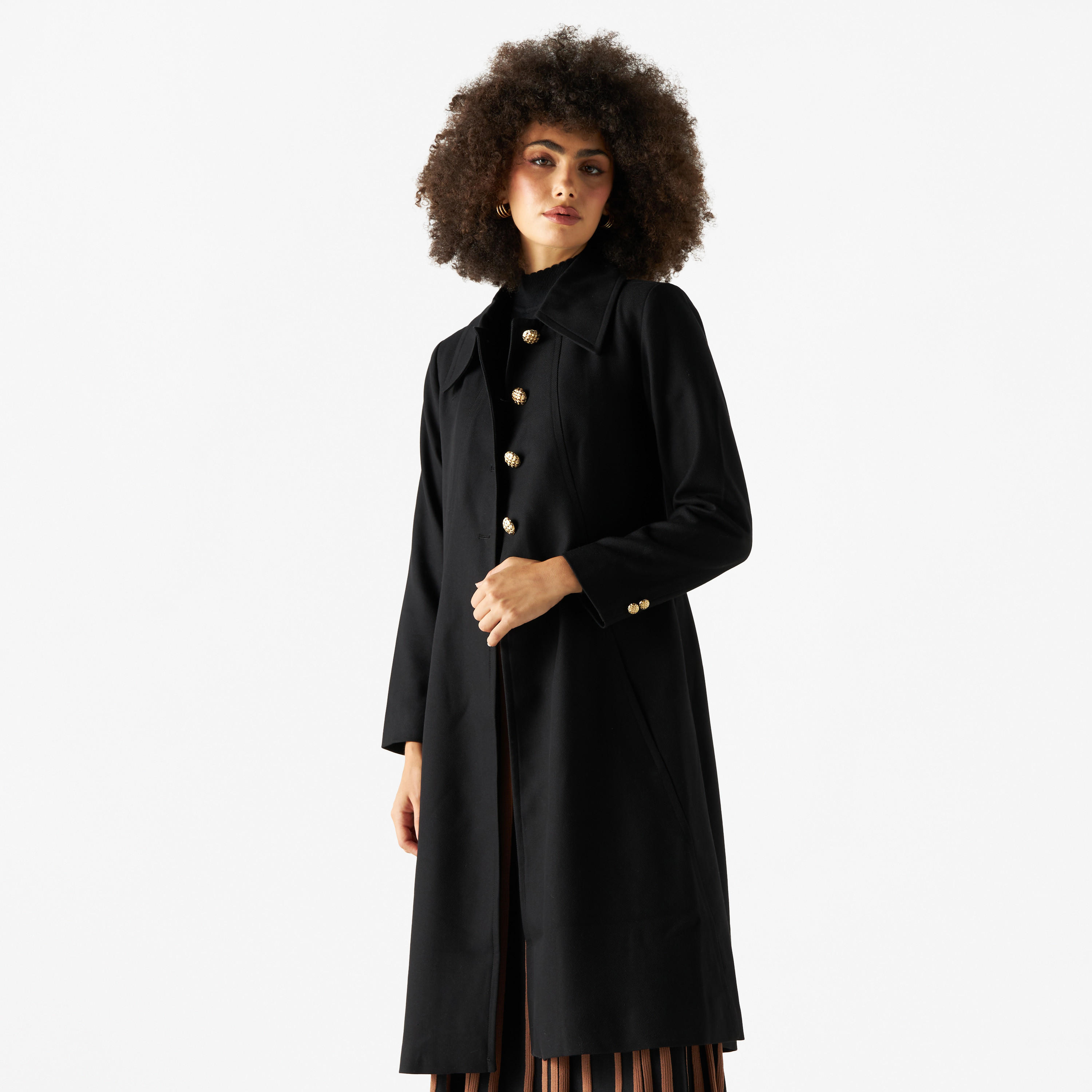 Collared Coat with Long Sleeves-women-clothing-coatsandjackets-coats-image-1