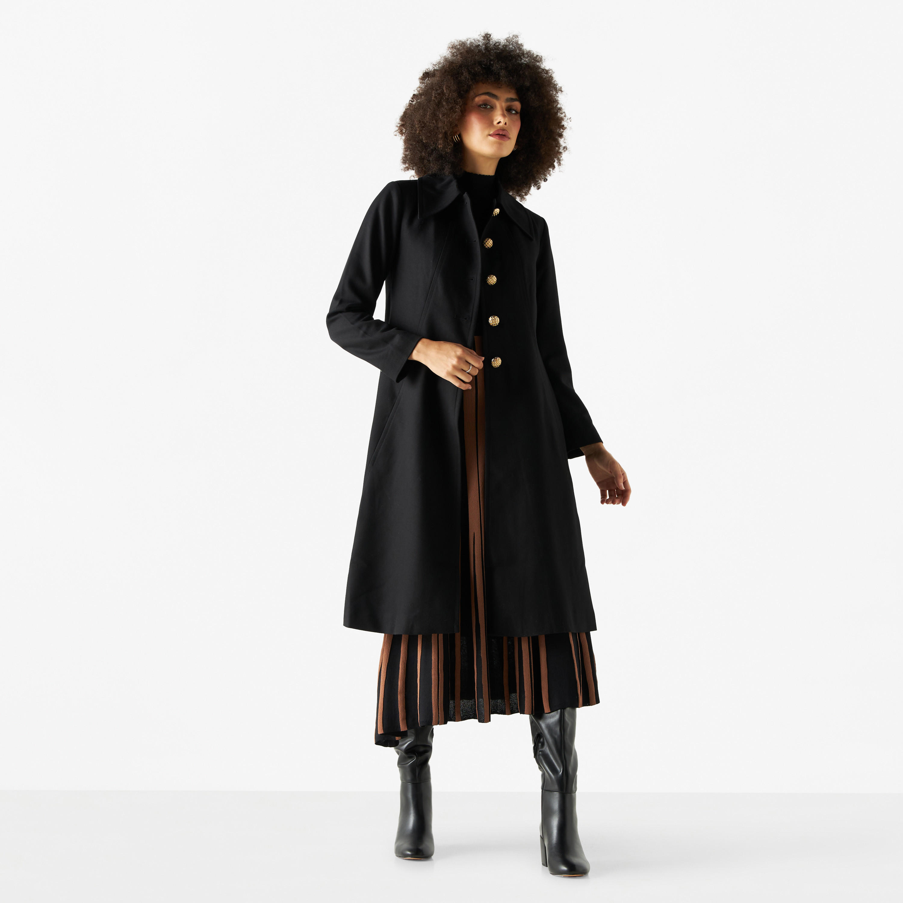 Collared Coat with Long Sleeves-women-clothing-coatsandjackets-coats-image-2