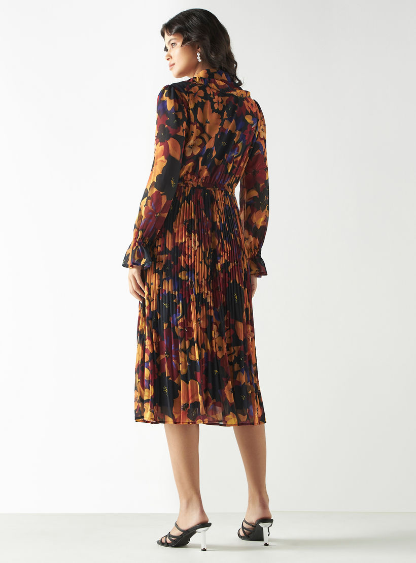فستان بأكمام طويلة وكشكش وطبعات أزهار-women-clothing-dresses-image-3