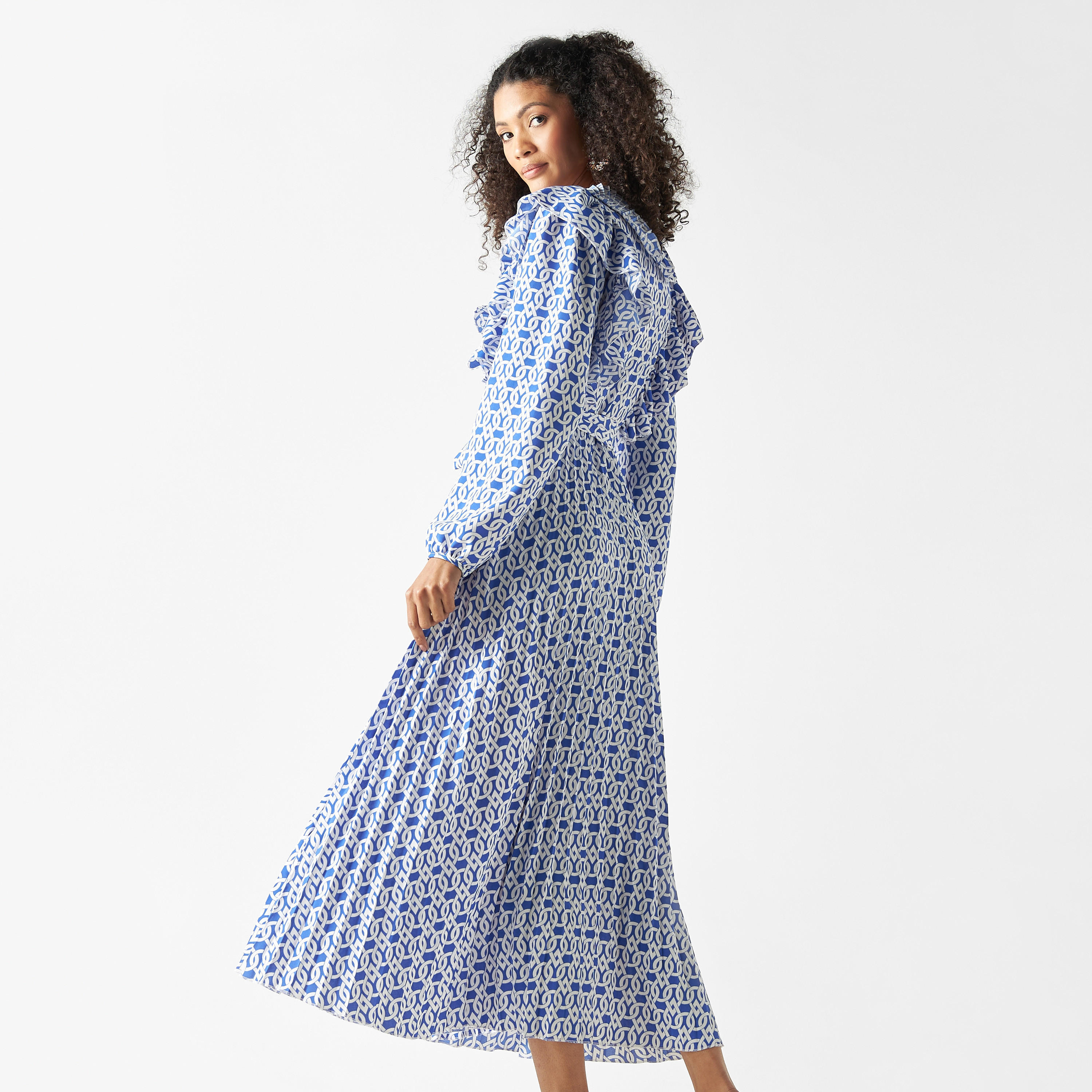 فستان ميدي بطبعات وكشكش وحزام رباط-women-clothing-dresses-image-3