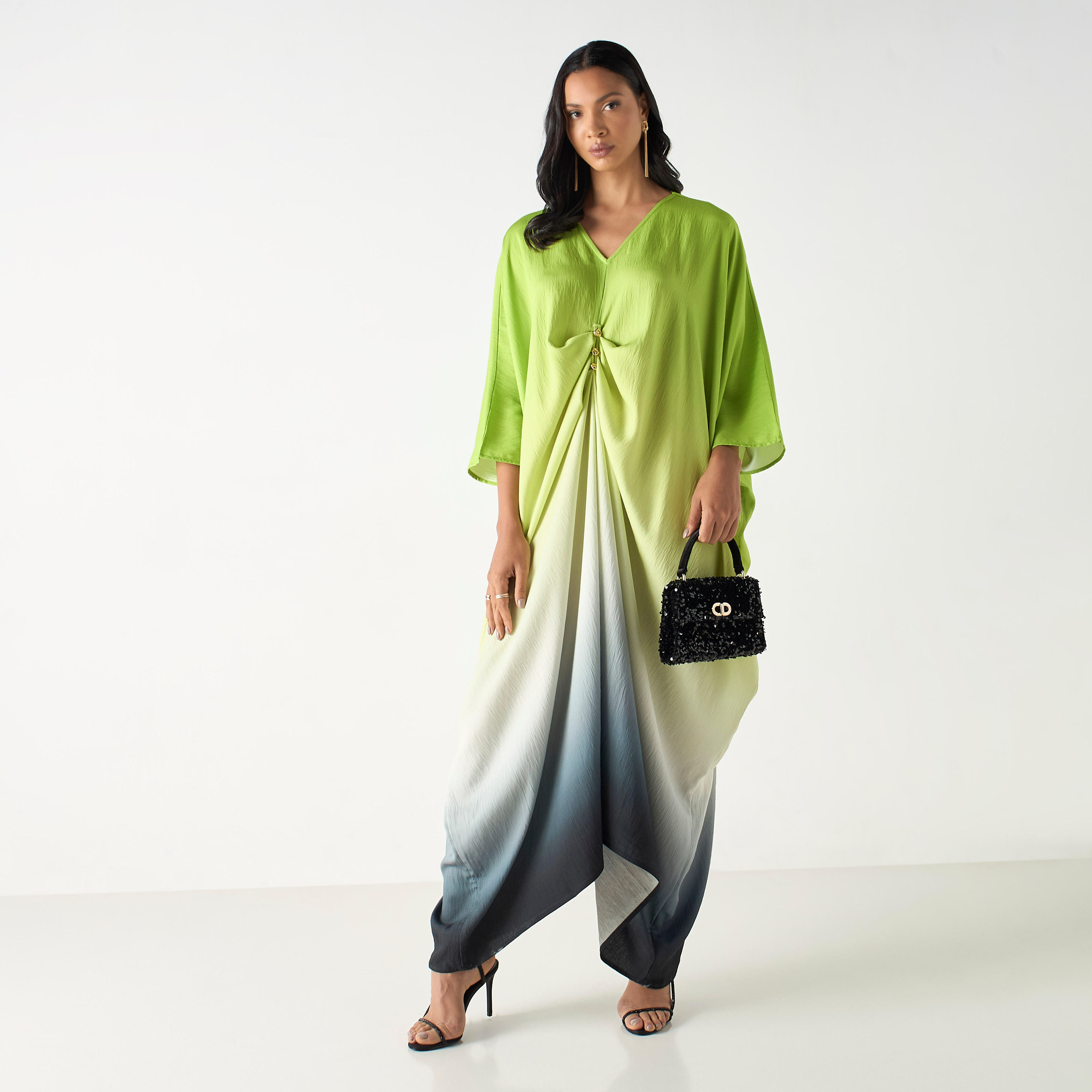 فستان قفطان بياقة V وأربطة-women-clothing-dresses-image-1