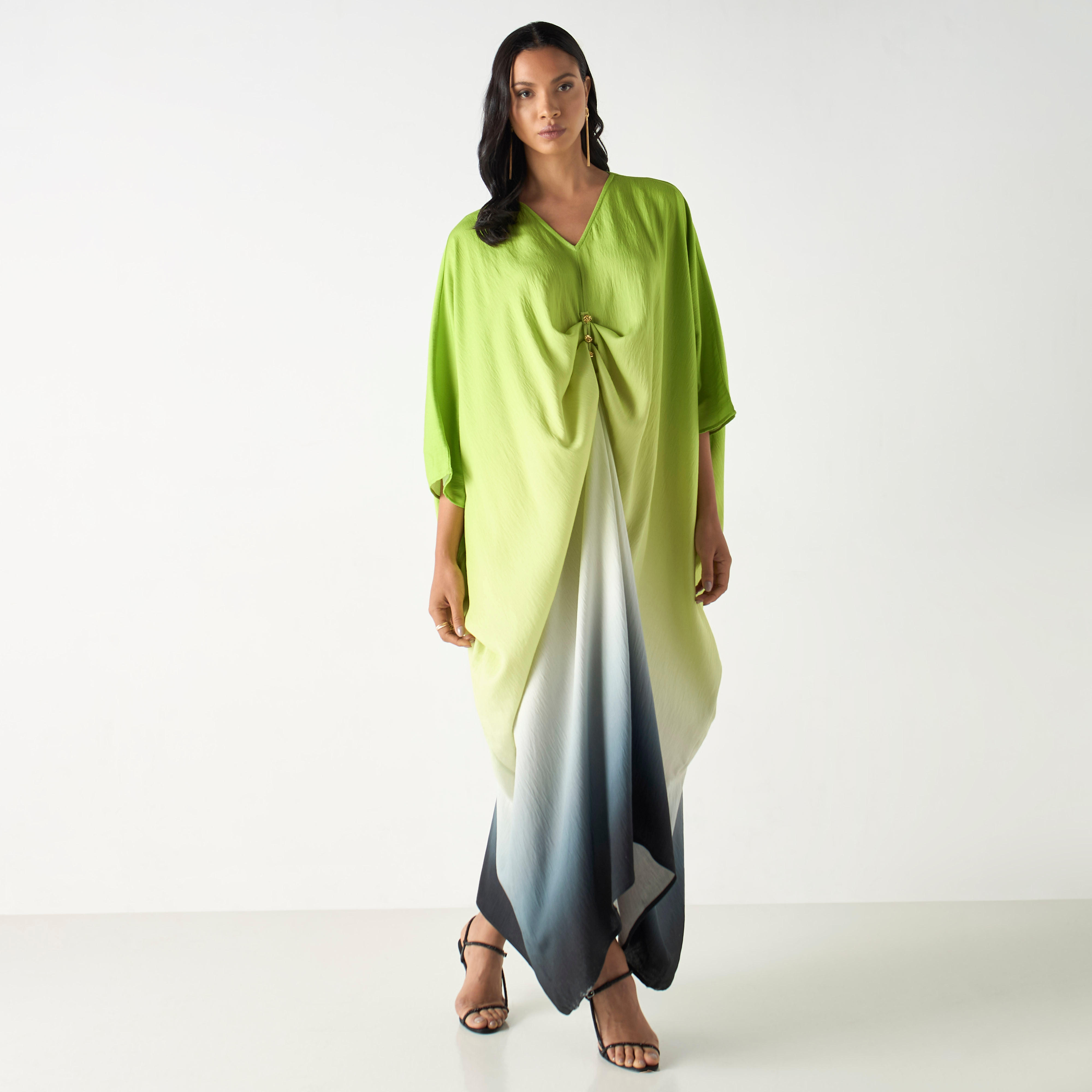 فستان قفطان بياقة V وأربطة-women-clothing-dresses-image-3