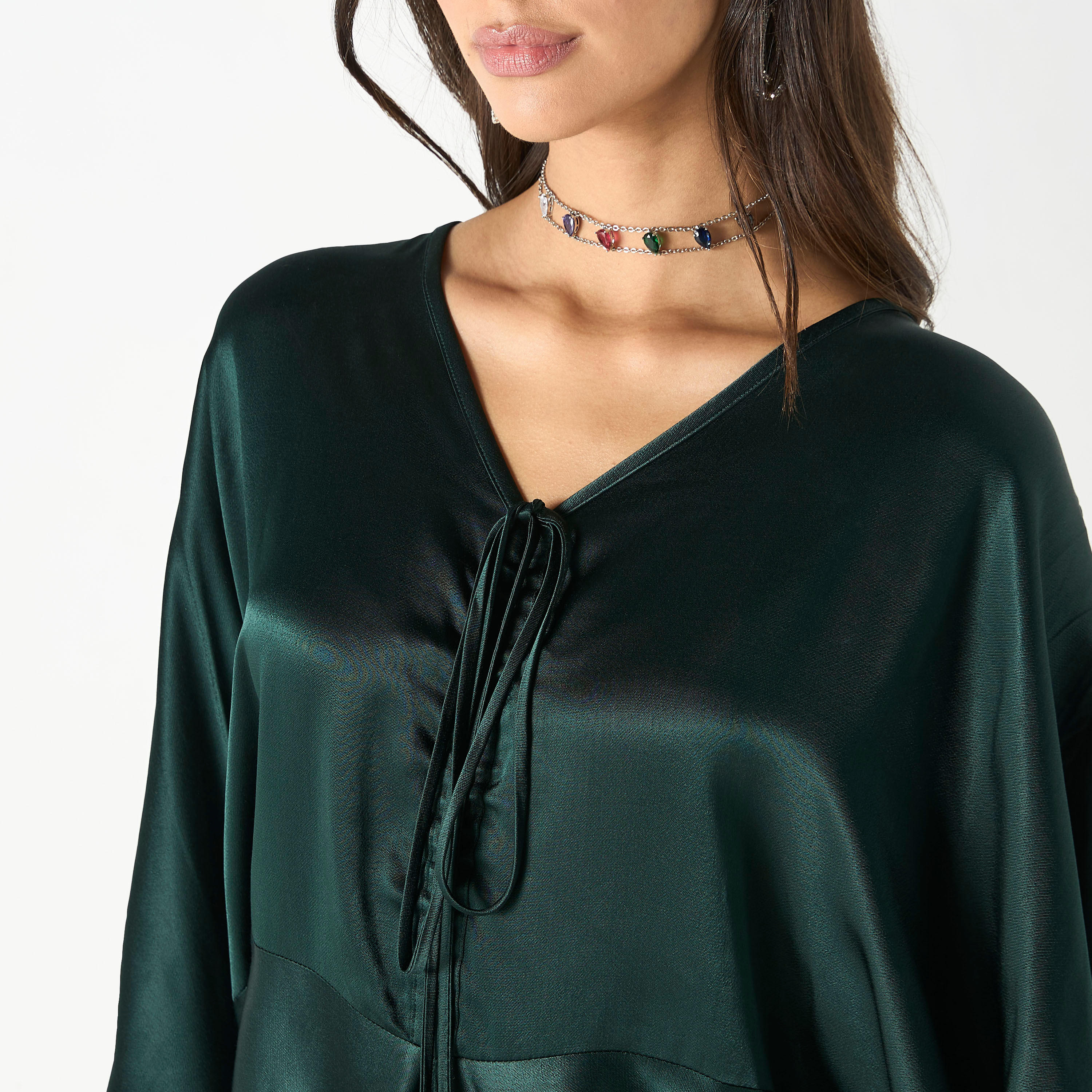 فستان قفطان بياقة V وأربطة-women-clothing-dresses-image-4