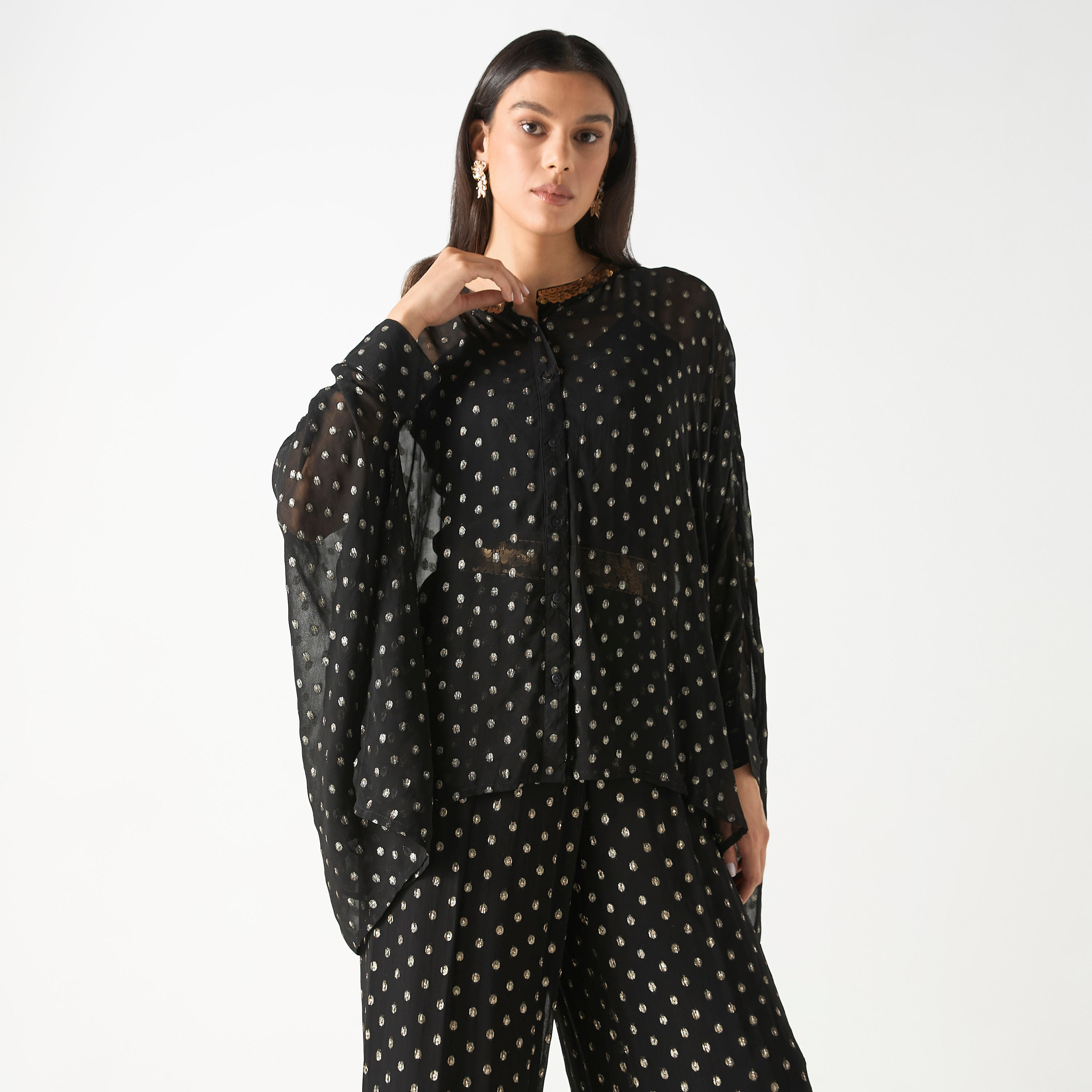 بلوزة كاب بأطراف غير متماثلة وتزيينات-women-clothing-shirtsandblouses-blouses-image-1