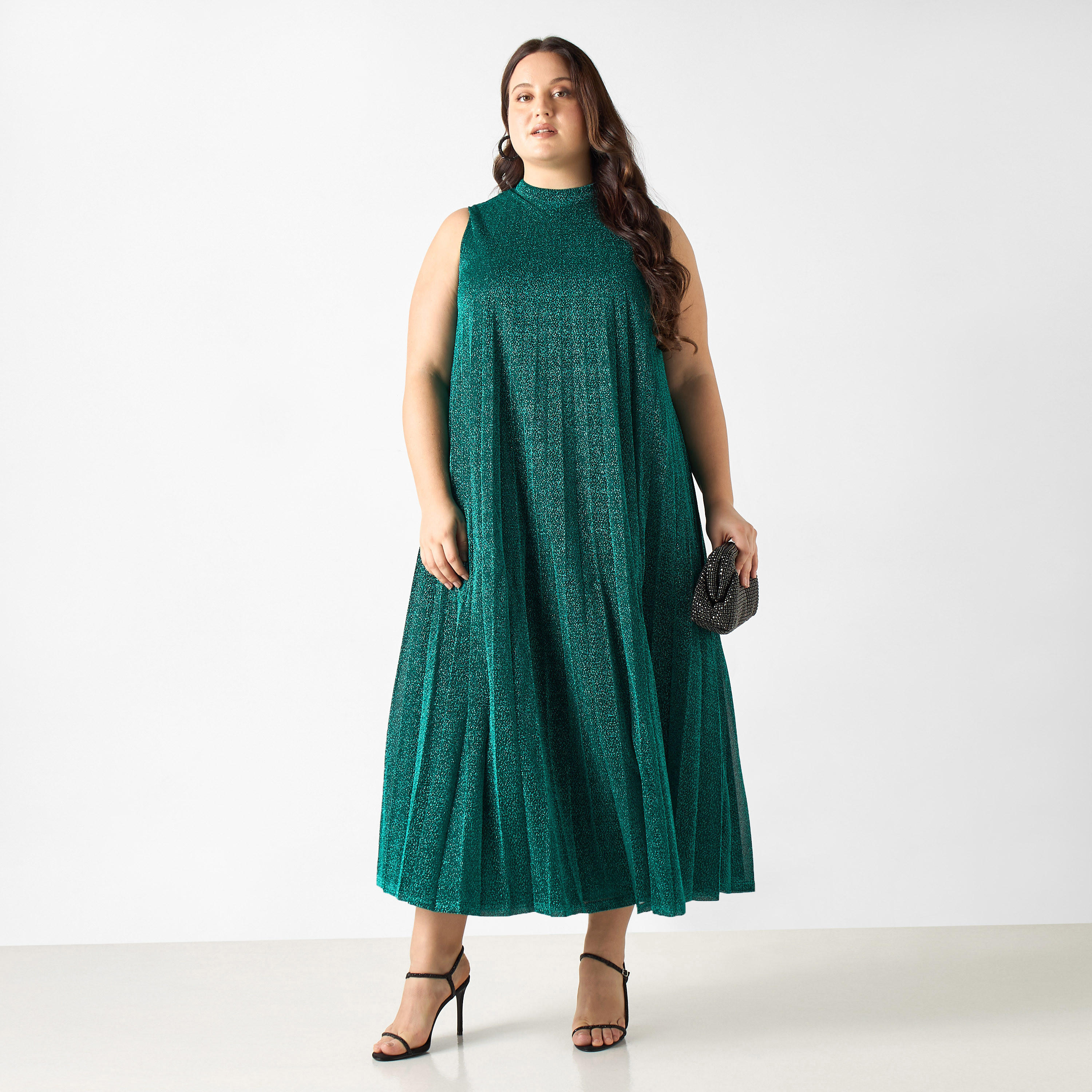 فستان ماكسي دون أكمام بياقة عالية وكسرات-women-clothing-dresses-image-2