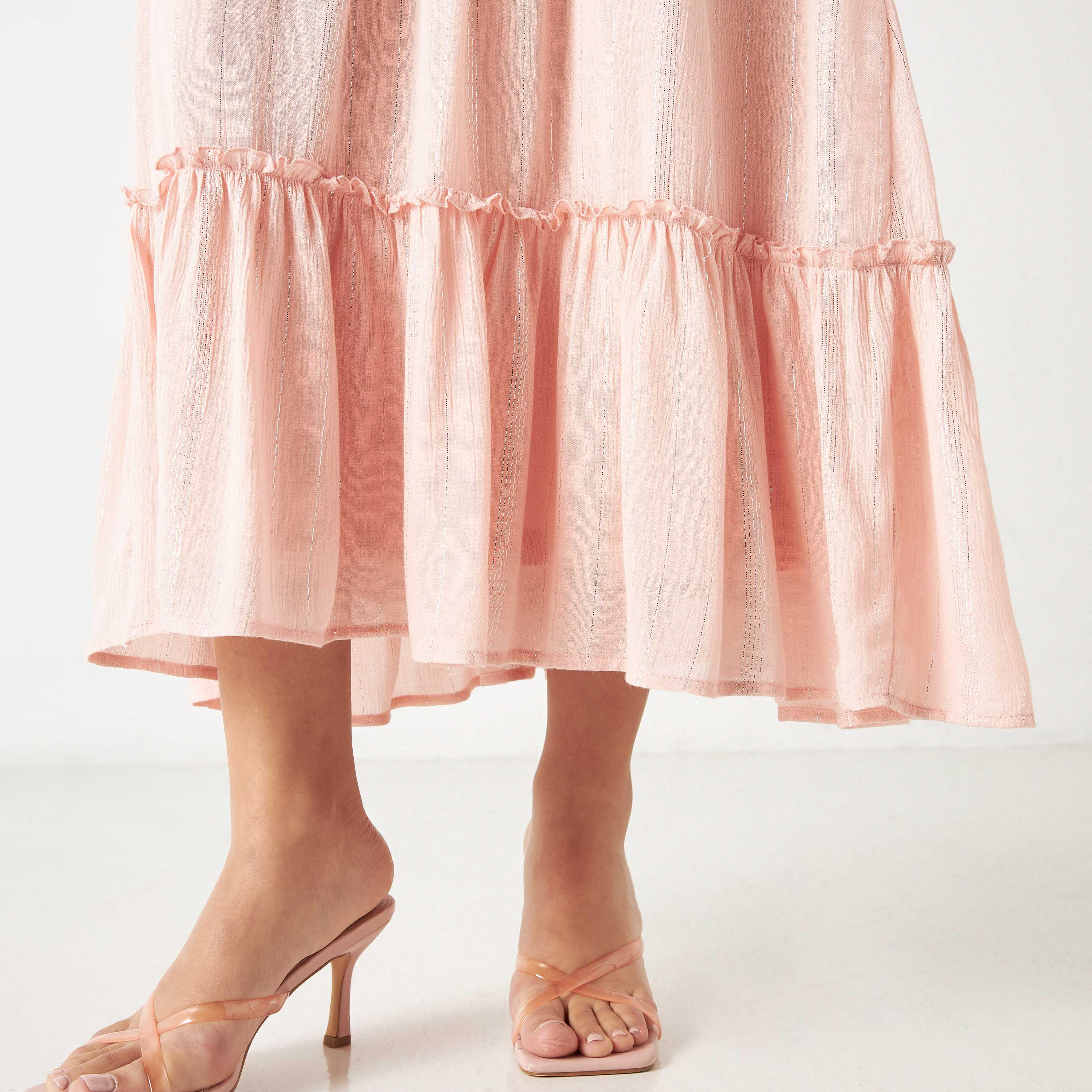 Embroidered Maxi Dress with Tie-Ups and 3/4 Sleeves-women-clothing-dresses-image-10