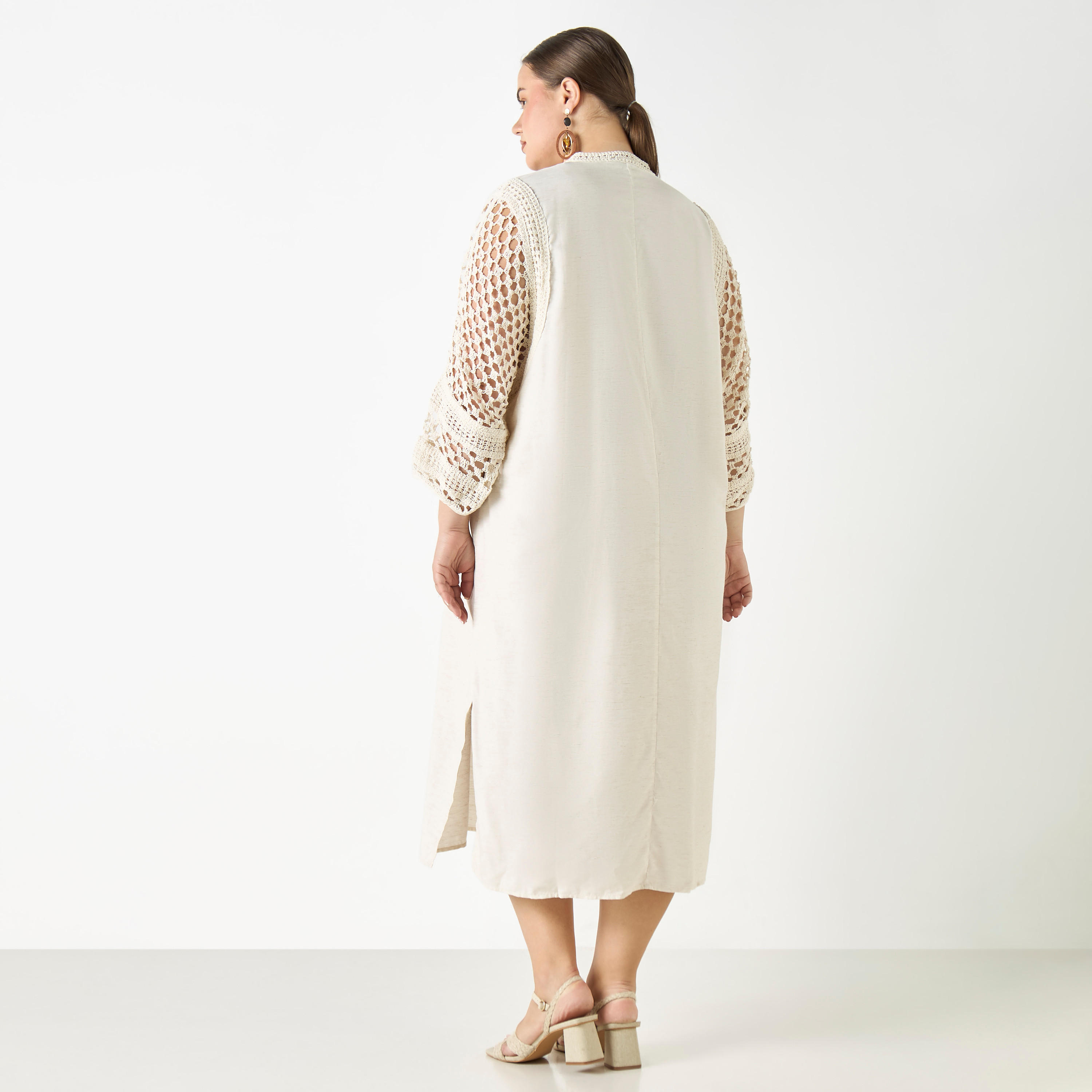 فستان مقاس كبير بتفاصيل فتحة وأربطة-women-clothing-dresses-image-3