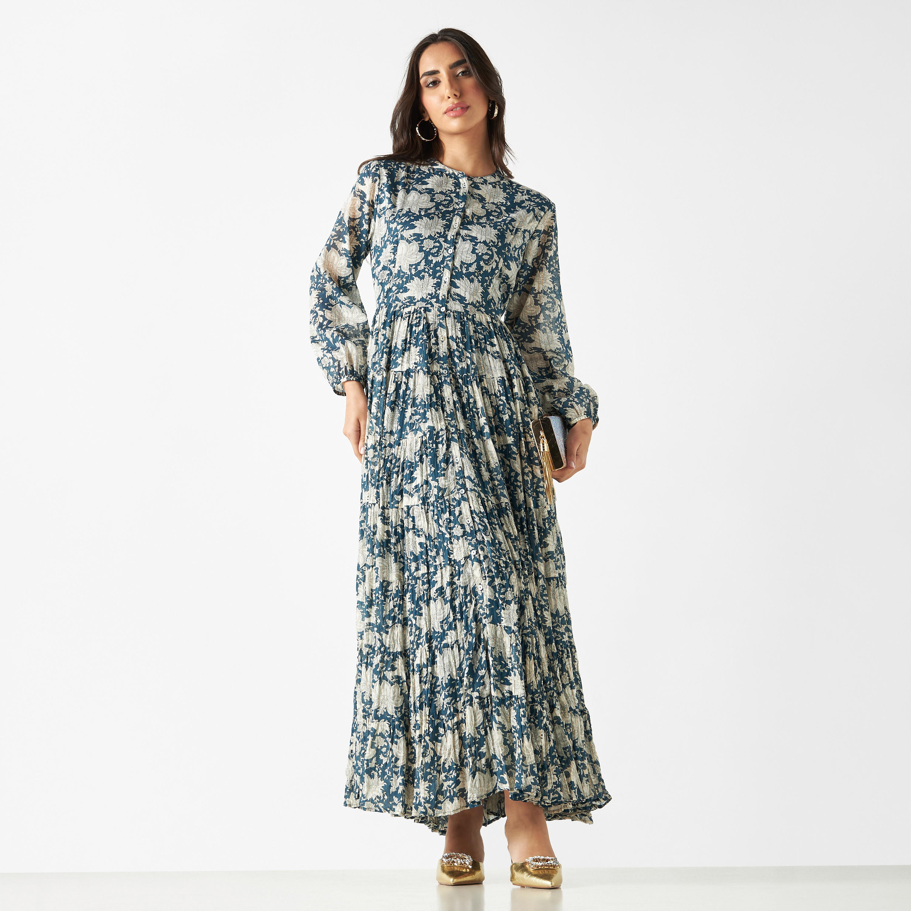 فستان إيه لاين متعدد الطبقات وطبعات أزهار وأكمام طويلة-women-clothing-dresses-image-2