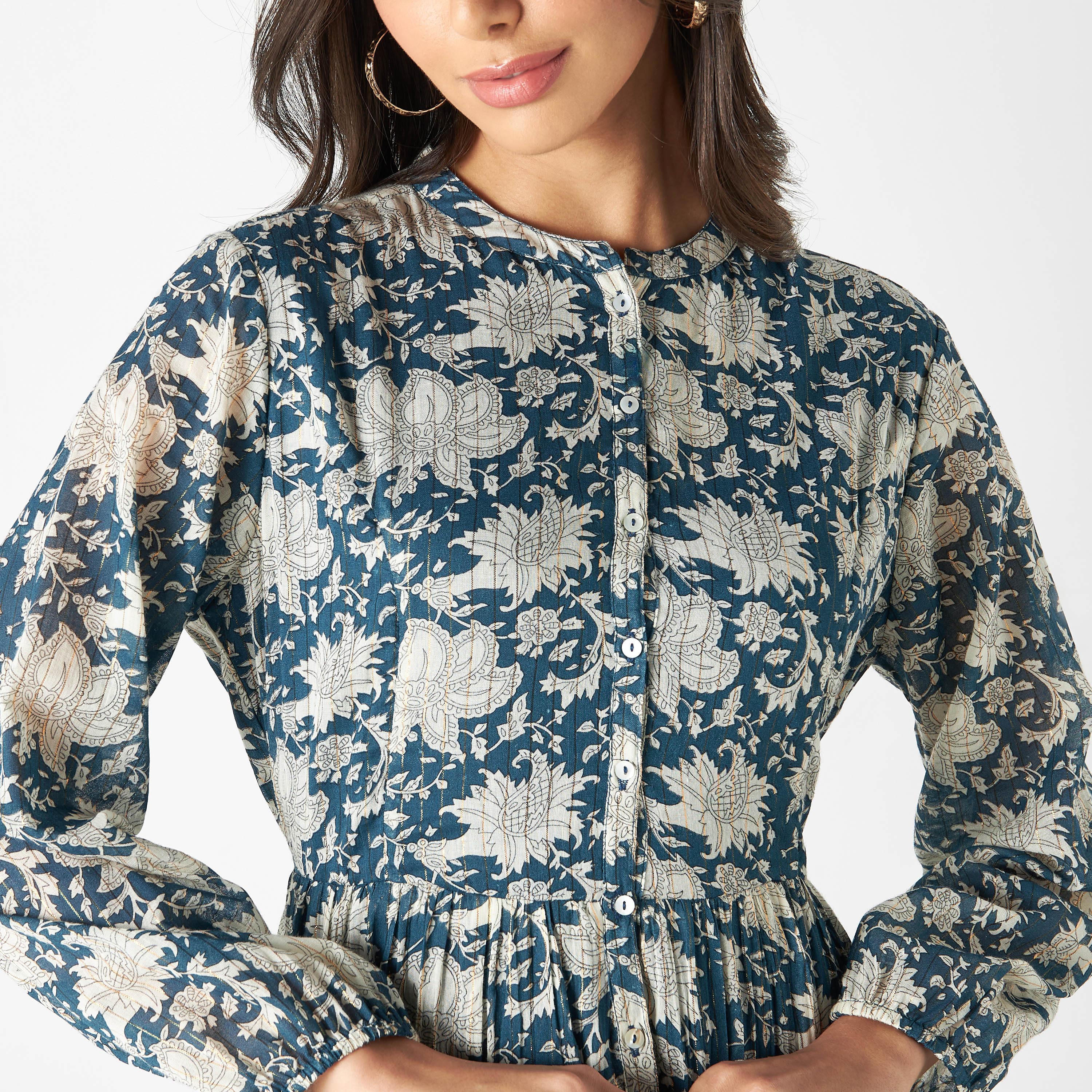 فستان إيه لاين متعدد الطبقات وطبعات أزهار وأكمام طويلة-women-clothing-dresses-image-4