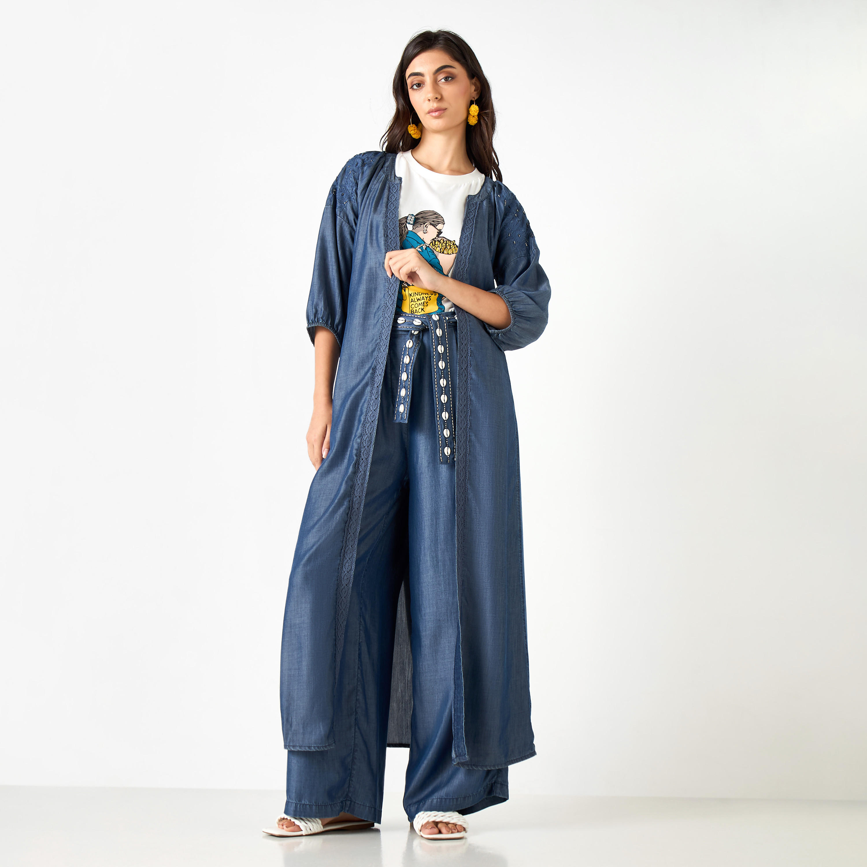 Embroidered Longline Shrug with Tie-Up Belt-women-clothing-shirtsandblouses-blouses-image-2