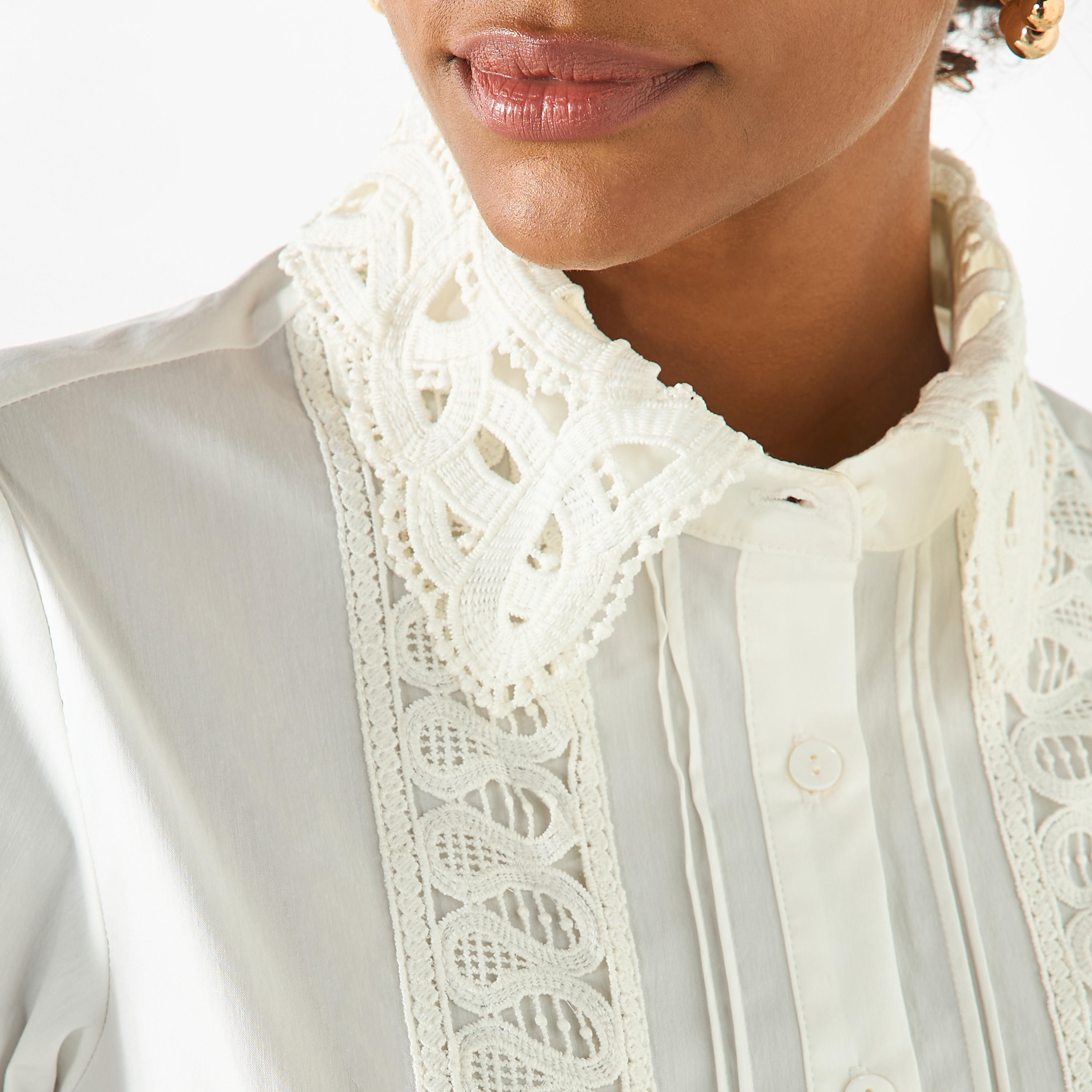 Lace Detail Collared Neckline Top-women-clothing-shirtsandblouses-shirts-image-5