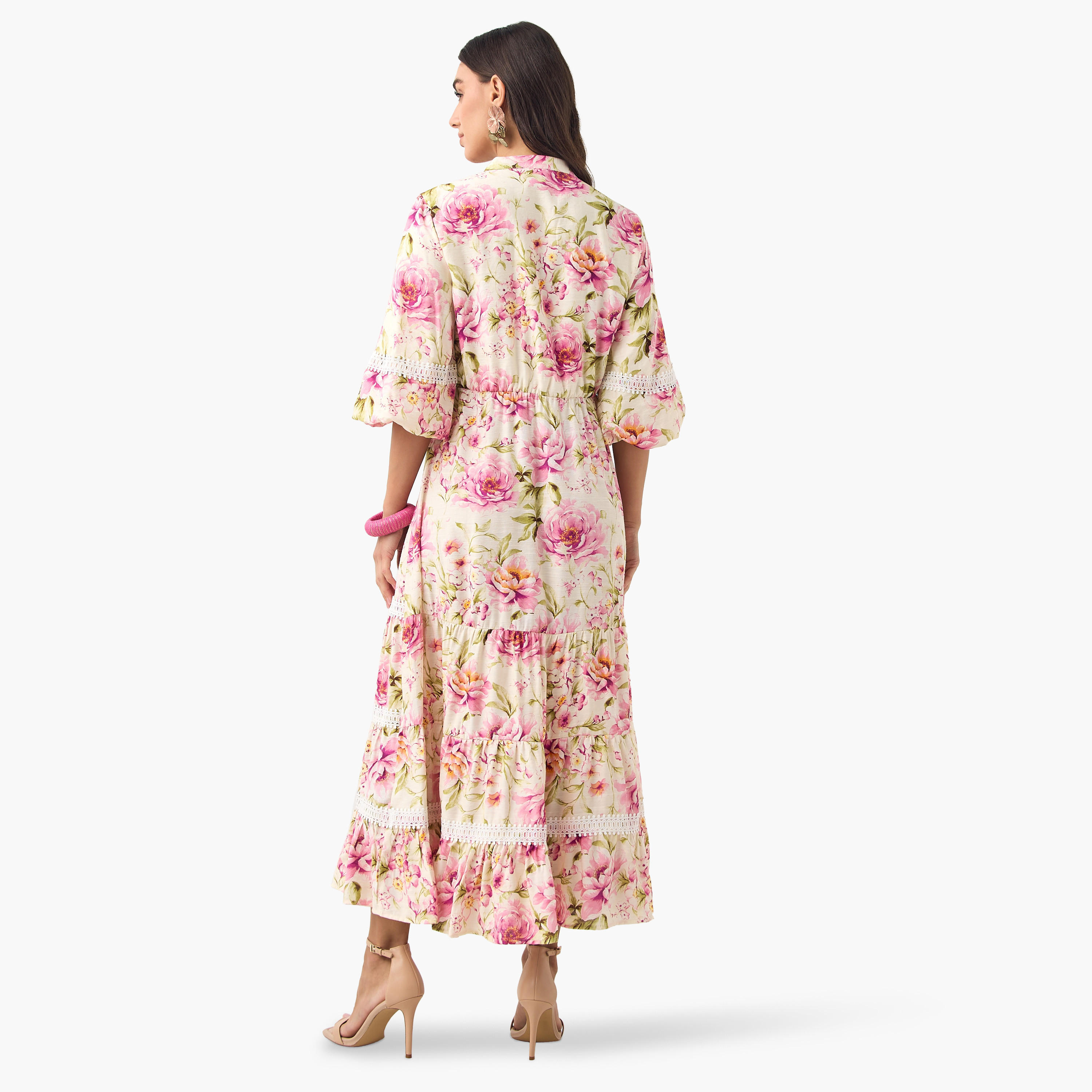فستان متعدد الطبقات بياقة ماندرارين وطبعات أزهار-women-clothing-dresses-image-8
