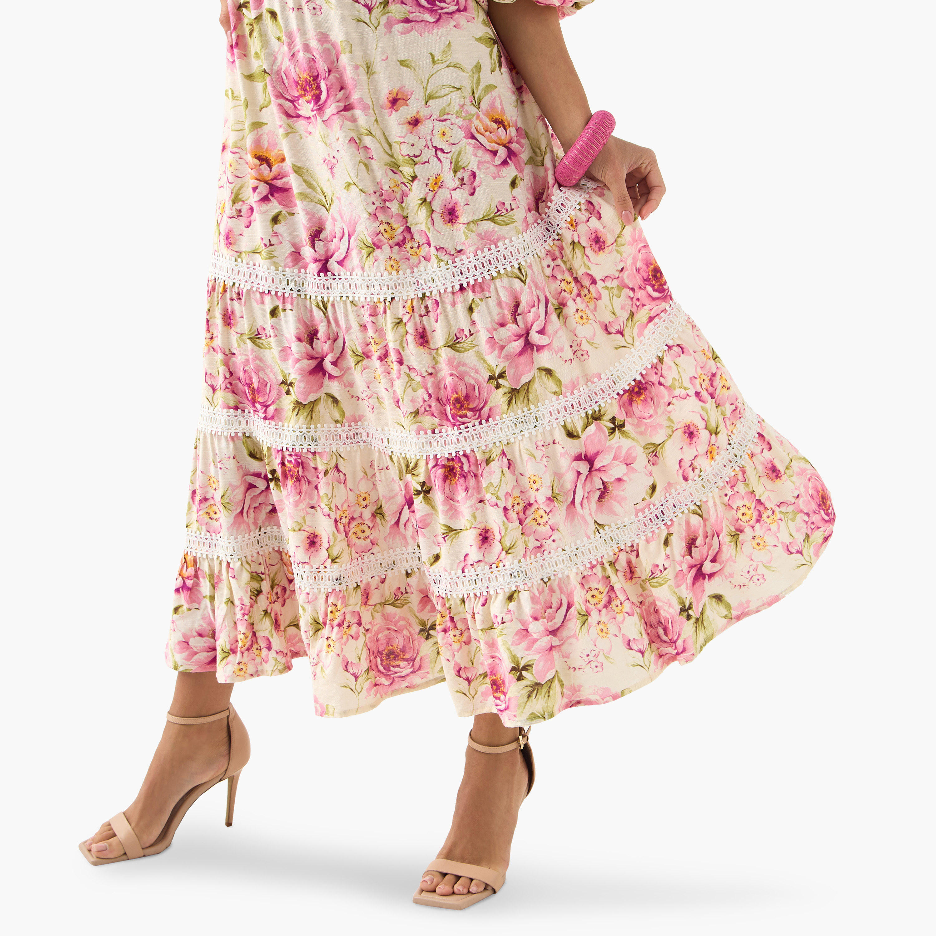 فستان متعدد الطبقات بياقة ماندرارين وطبعات أزهار-women-clothing-dresses-image-10