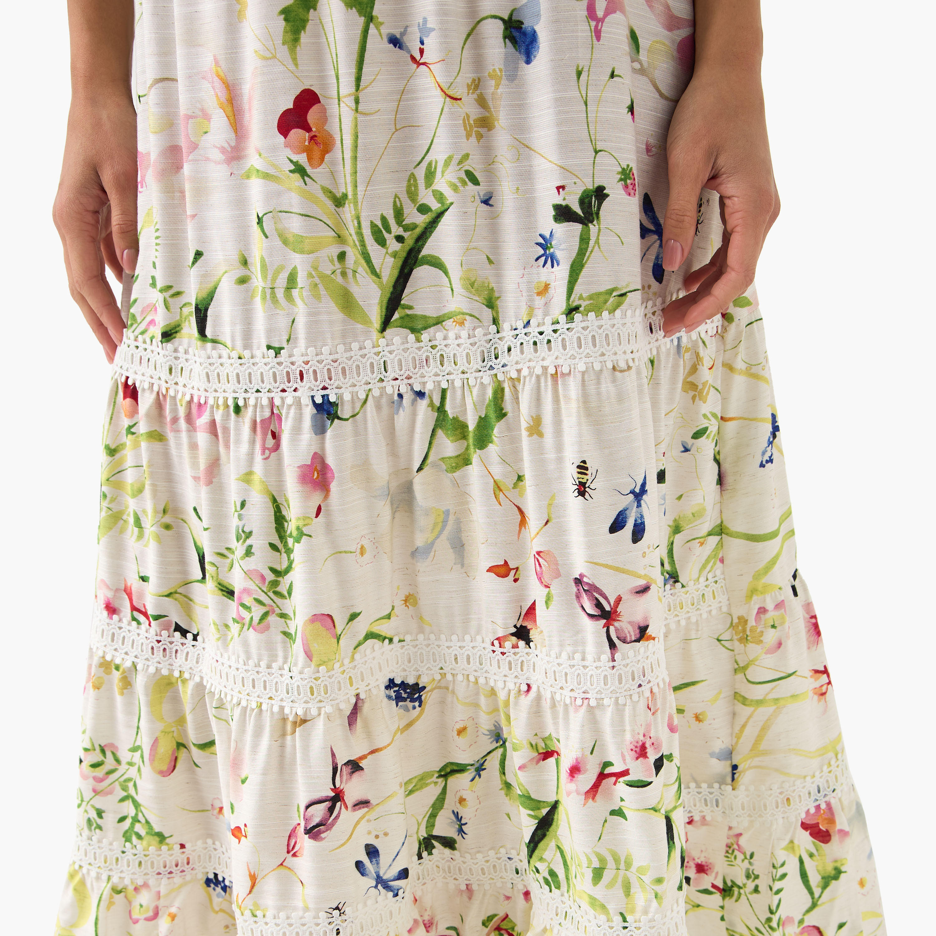 فستان متعدد الطبقات بياقة ماندرارين وطبعات أزهار-women-clothing-dresses-image-5