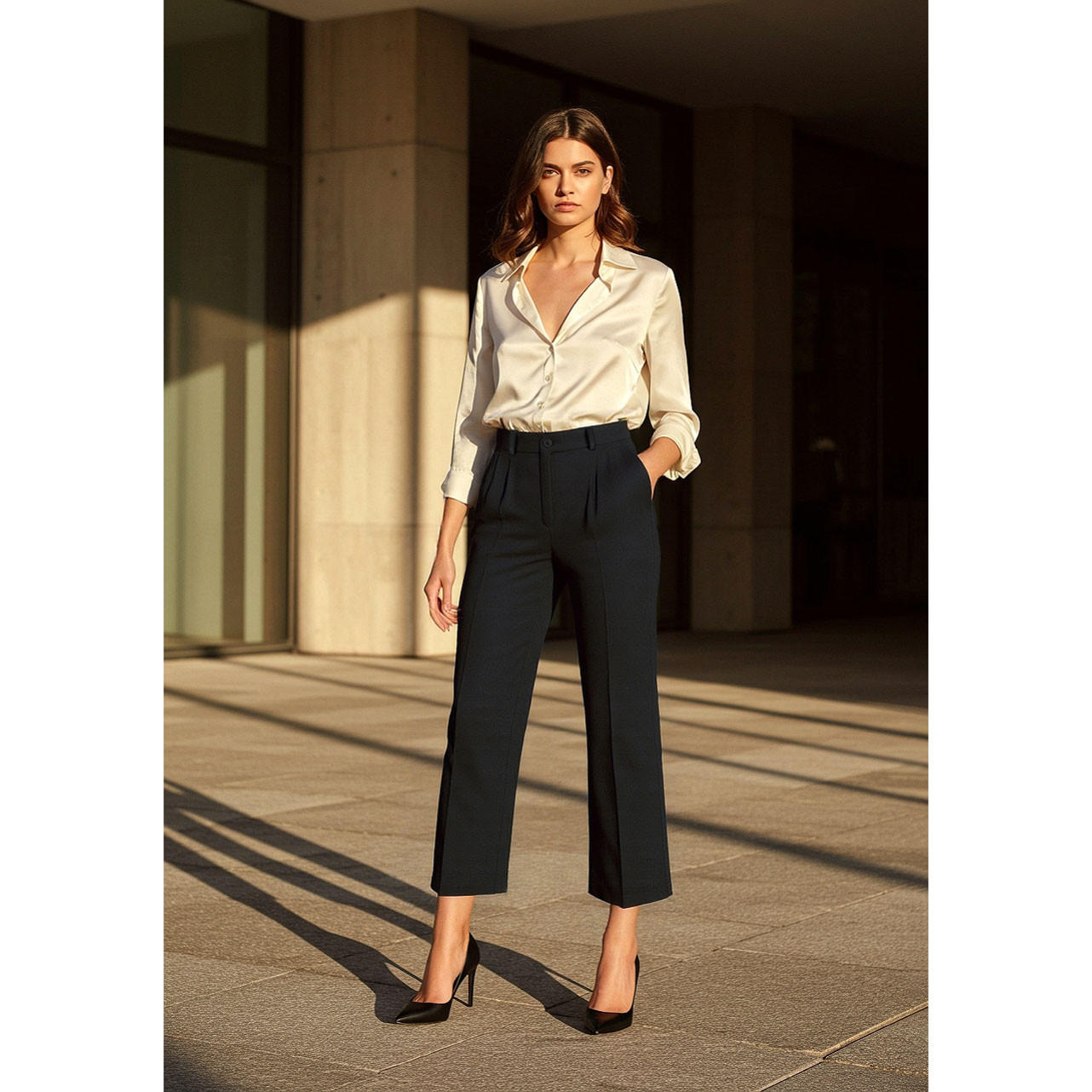 Regular Fit Mid-Rise Trousers with Pockets-women-clothing-bottoms-trousers-image-2