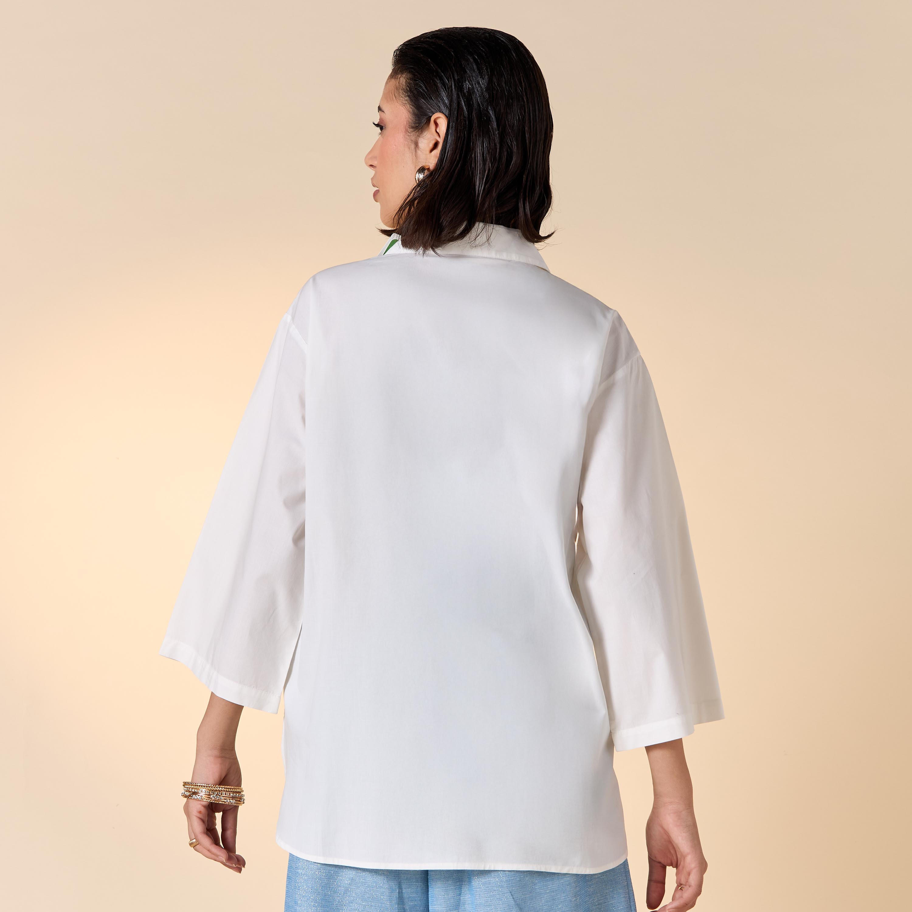 بلوزة مزينة بالخرز بياقة عادية وأكمام 3/4-women-clothing-shirtsandblouses-blouses-image-3