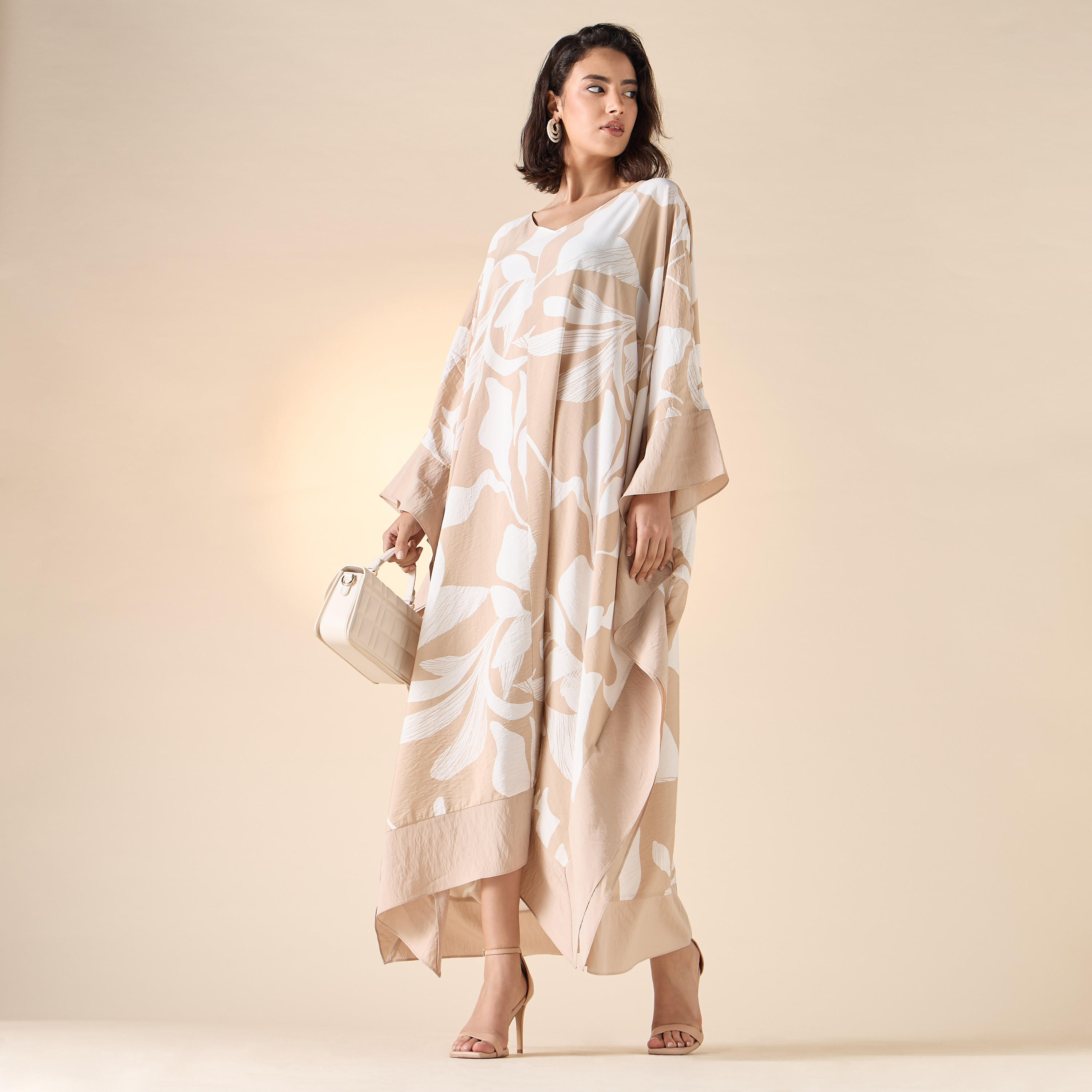Shop All-Over Print V-neck Kaftan Dress Online | Splash UAE