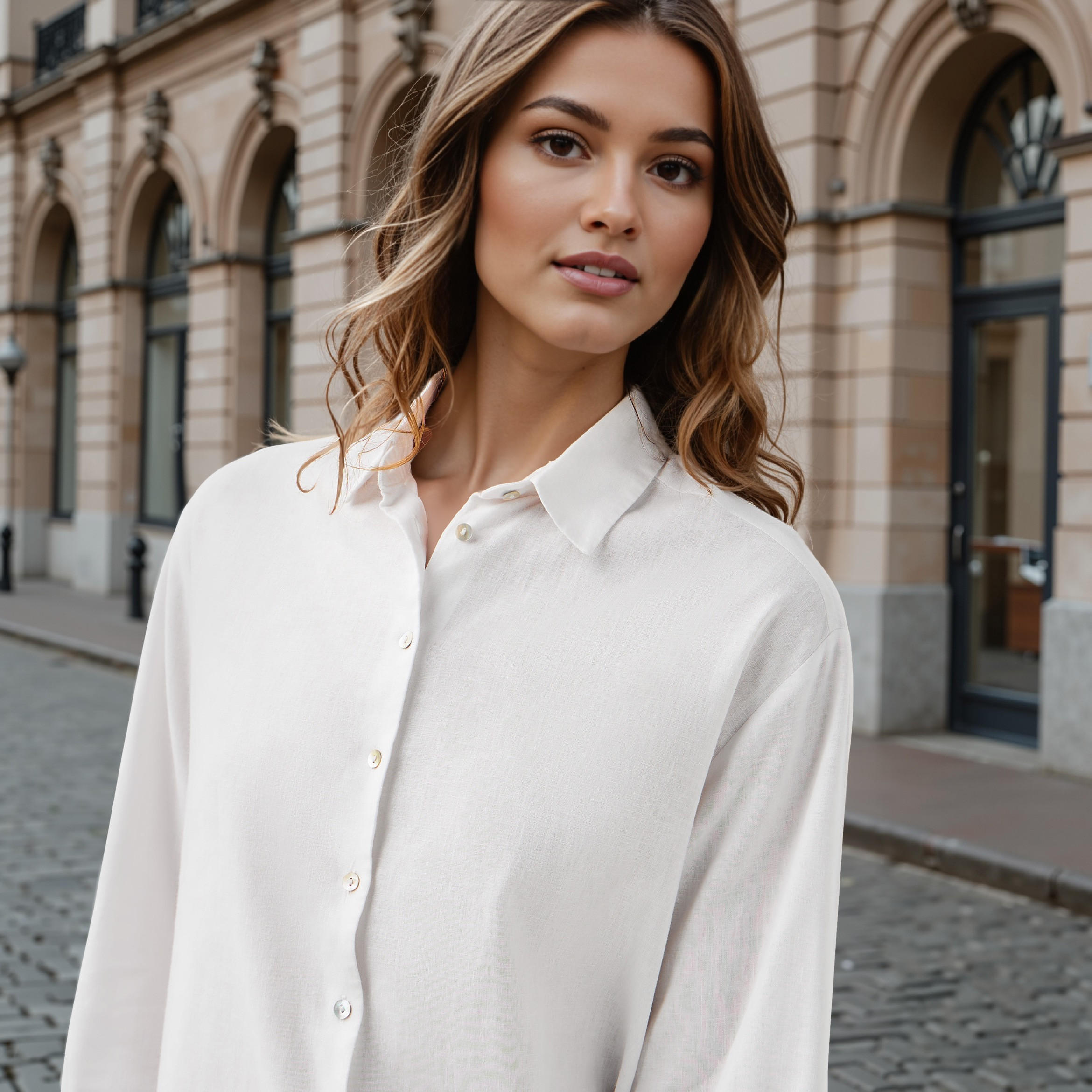Shop Regular Fit Linen Shirt with Long Sleeves Online | Splash UAE