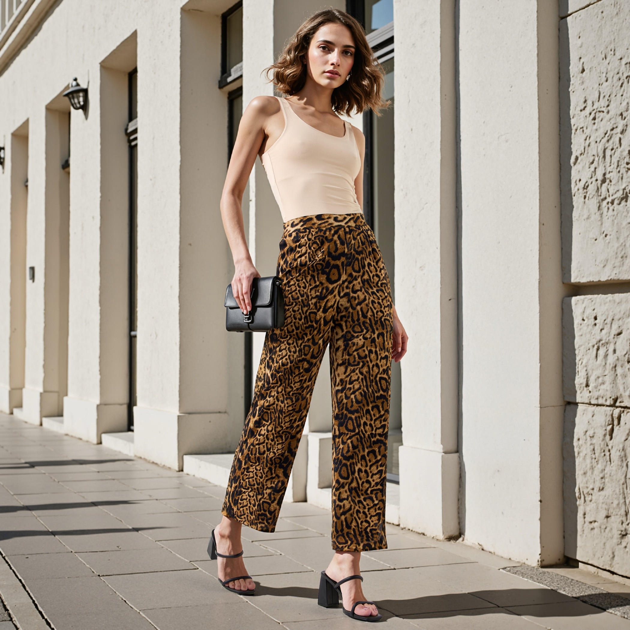 بنطلون بالازو واسع الساقين بطبعات وخصر متوسط الارتفاع-women-clothing-bottoms-trousers-image-2