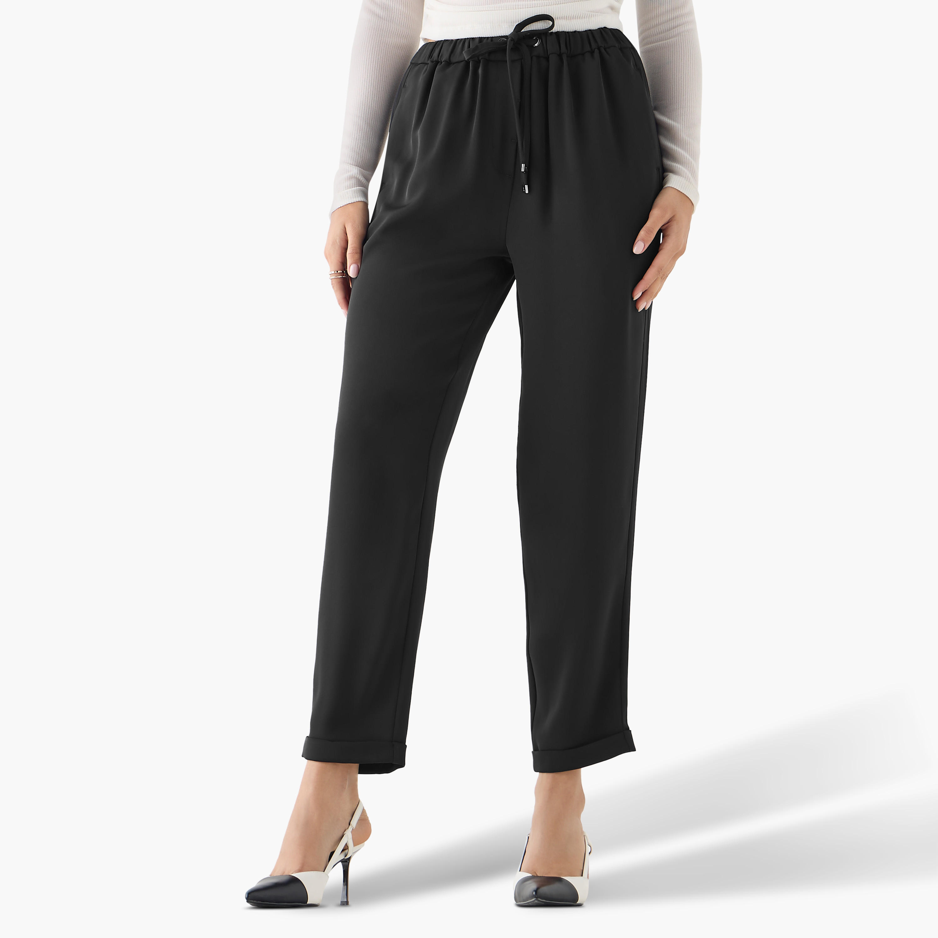 بنطلون برباط إغلاق وجيوب-women-clothing-bottoms-trousers-image-5