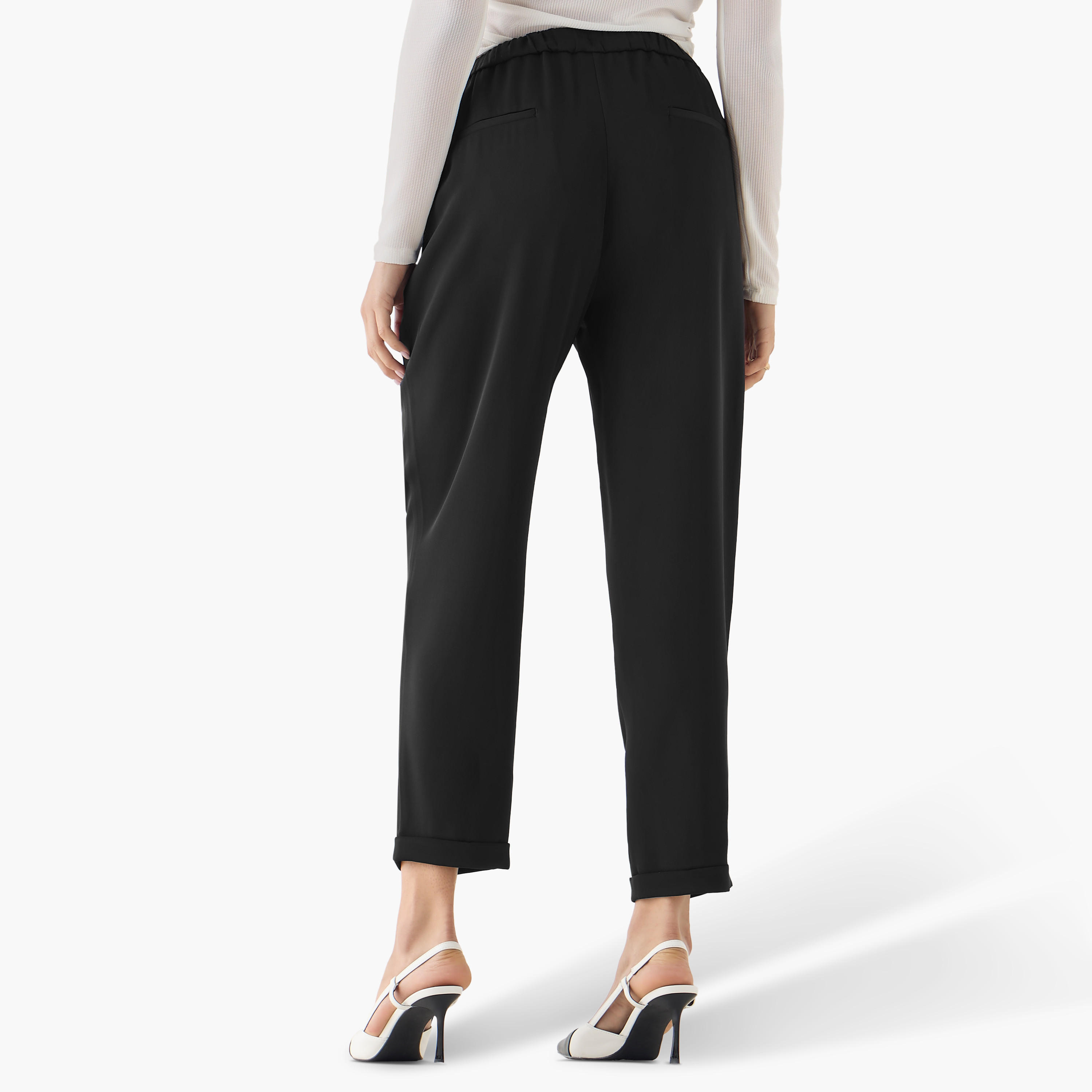 بنطلون برباط إغلاق وجيوب-women-clothing-bottoms-trousers-image-3