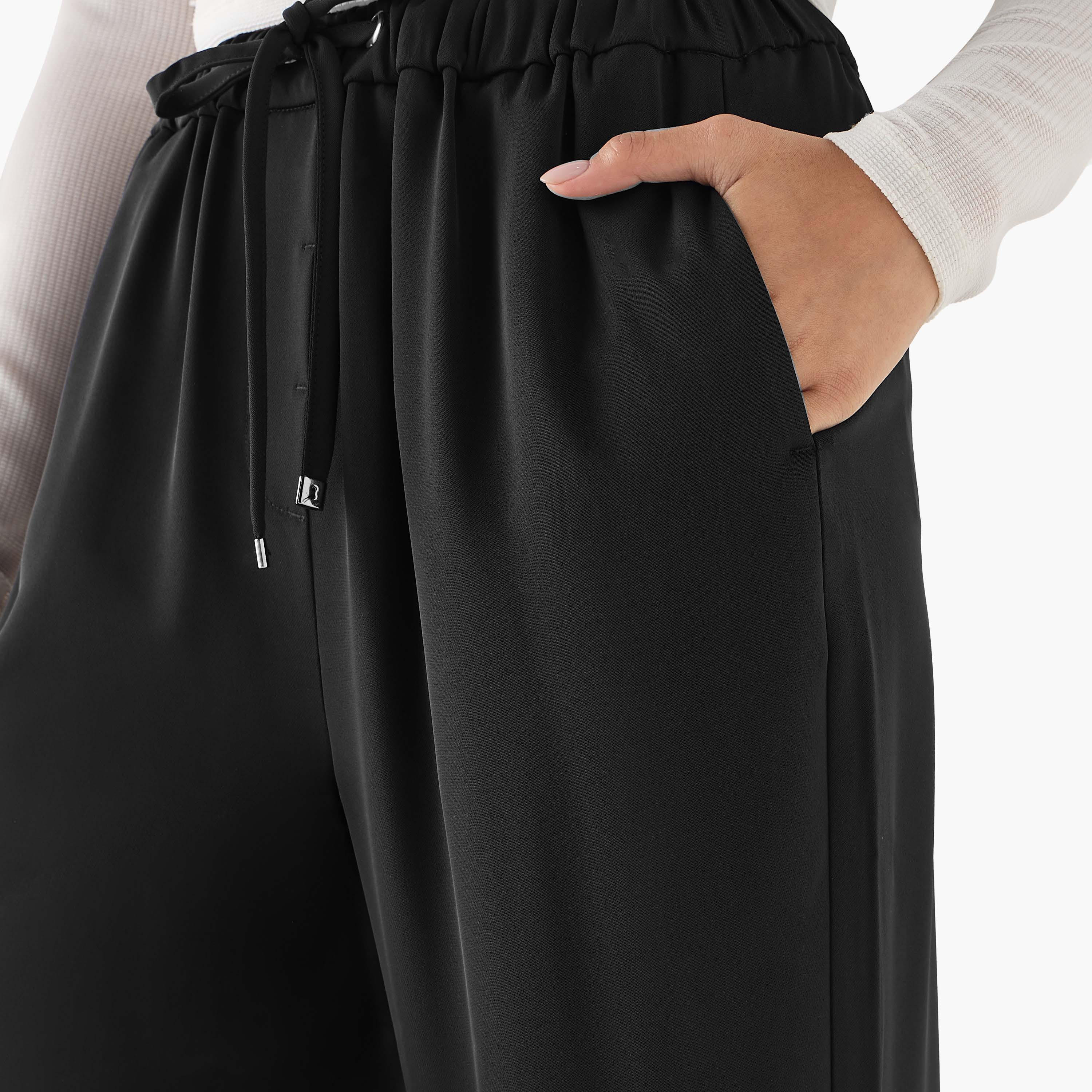 بنطلون برباط إغلاق وجيوب-women-clothing-bottoms-trousers-image-2