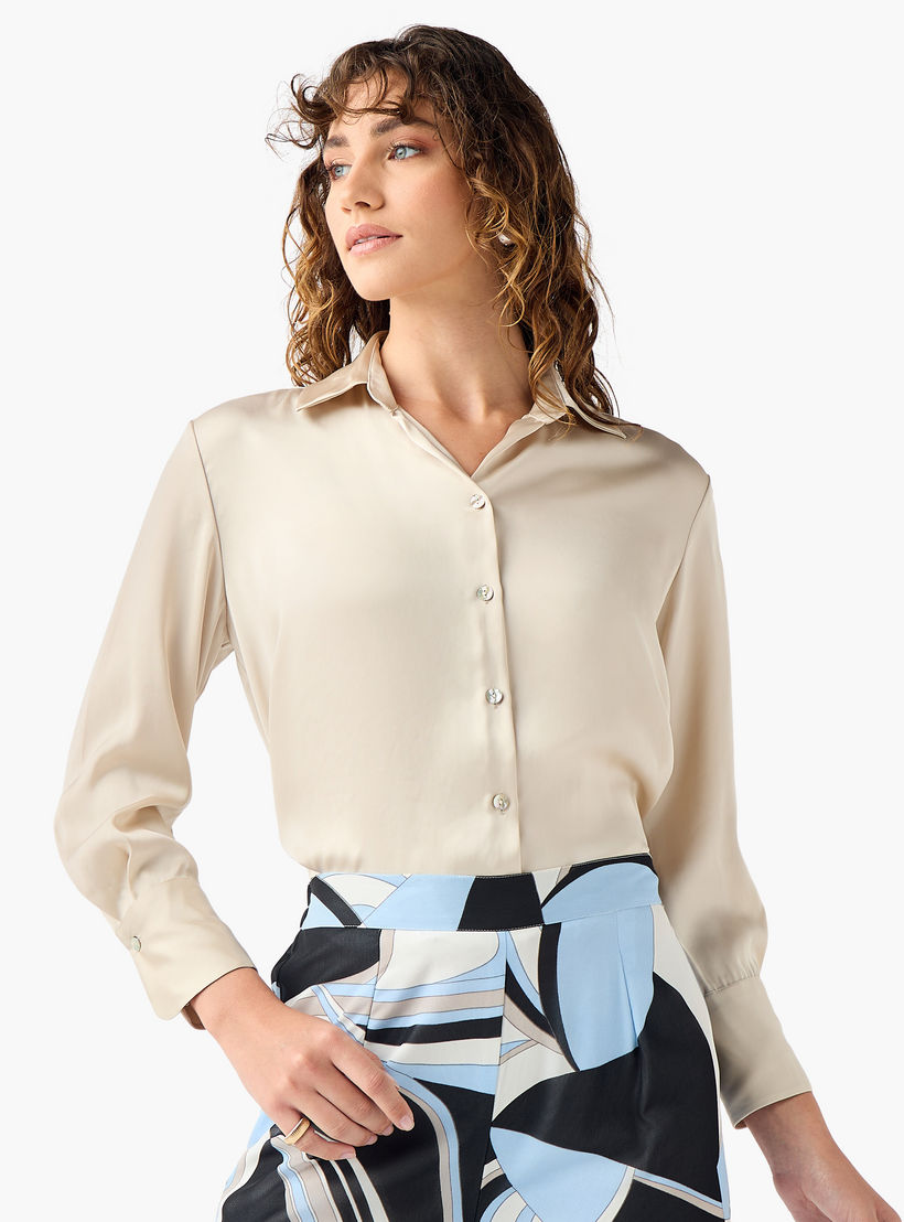 قميص ساتان بقصة عادية وياقة-women-clothing-shirtsandblouses-shirts-image-6