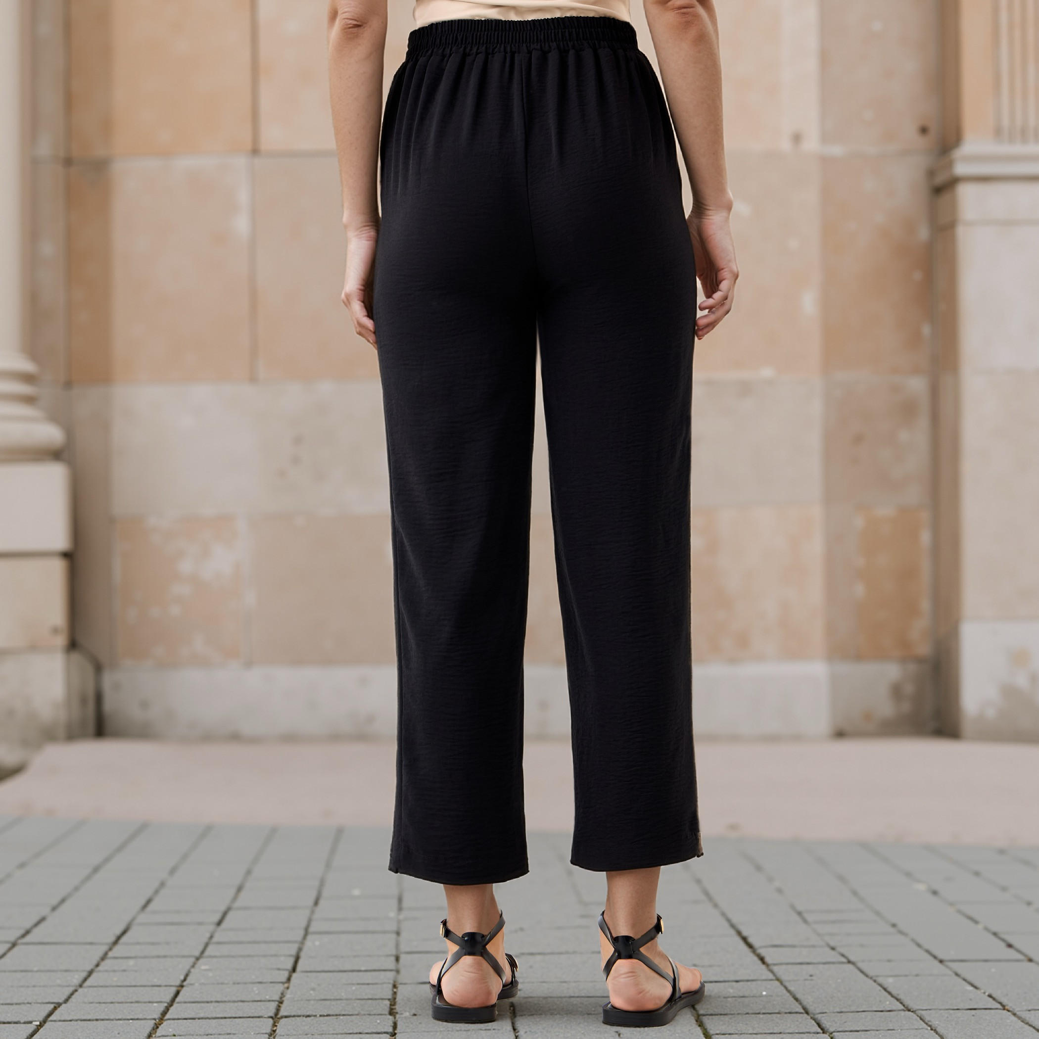 Textured Pants with Drawstring Closure-women-clothing-bottoms-trousers-image-3