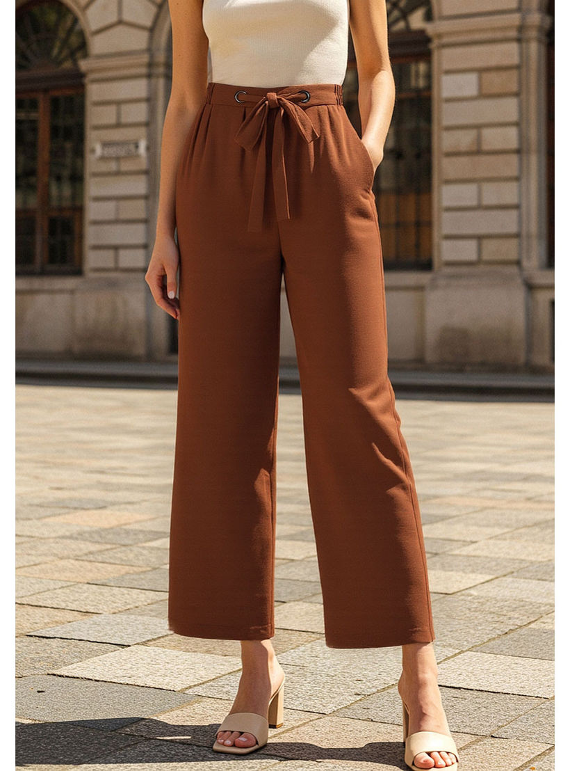 Textured Pants with Drawstring Closure-women-clothing-bottoms-trousers-image-4