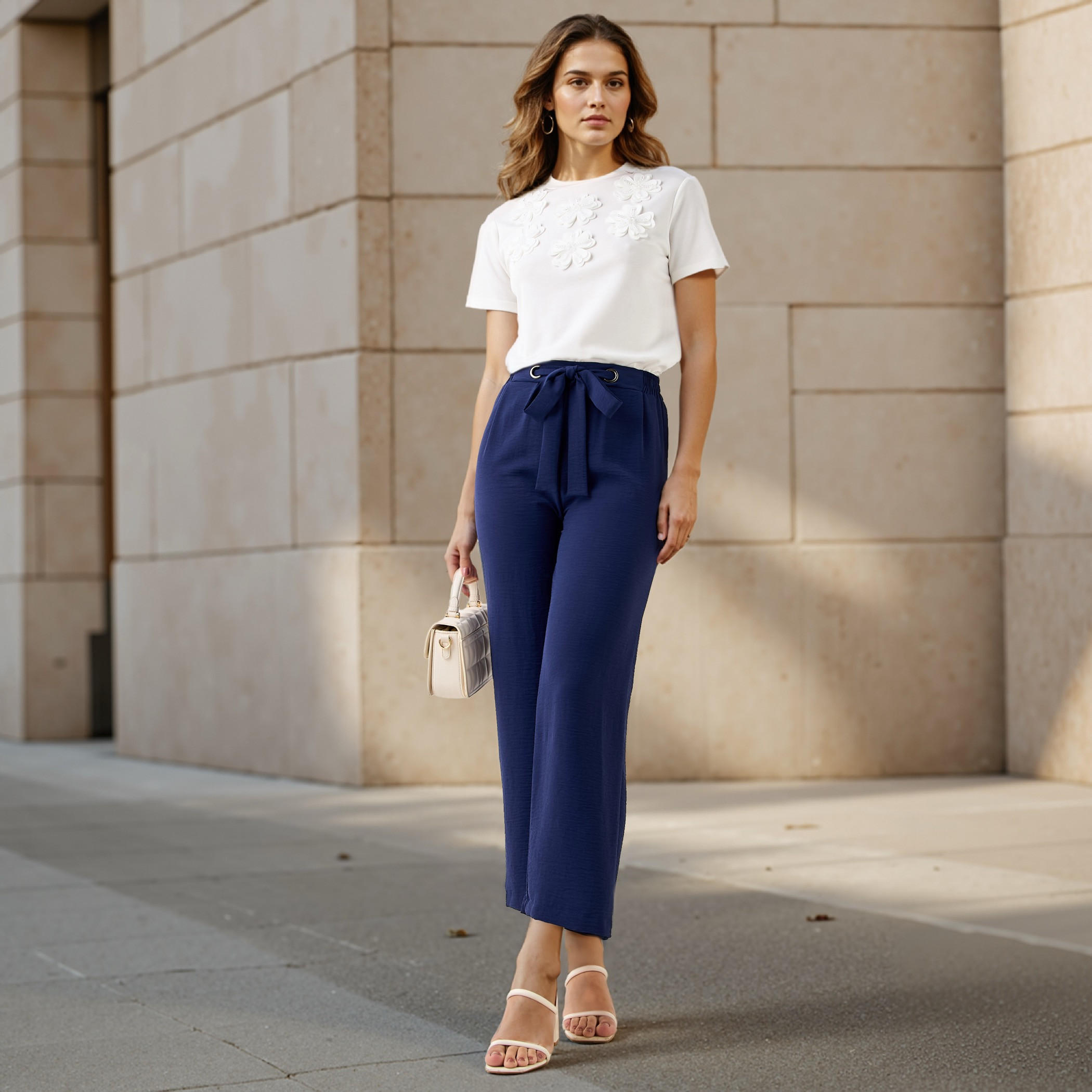 بنطلون بارز الملمس برباط إغلاق-women-clothing-bottoms-trousers-image-2