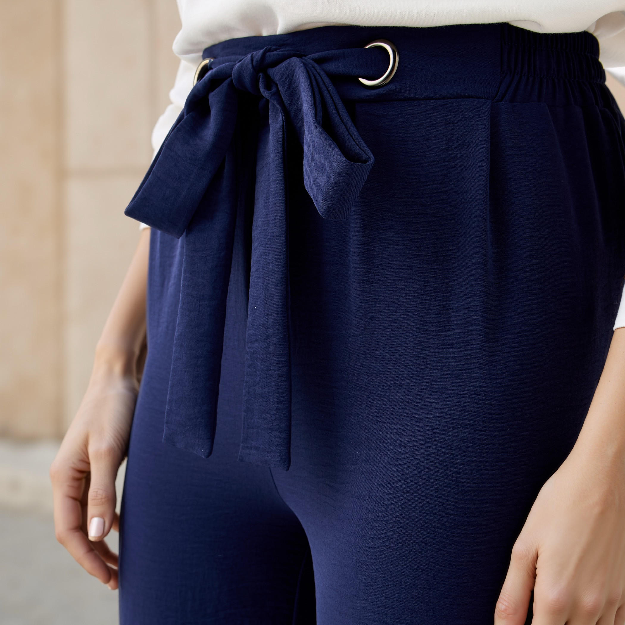 Textured Pants with Drawstring Closure-women-clothing-bottoms-trousers-image-4