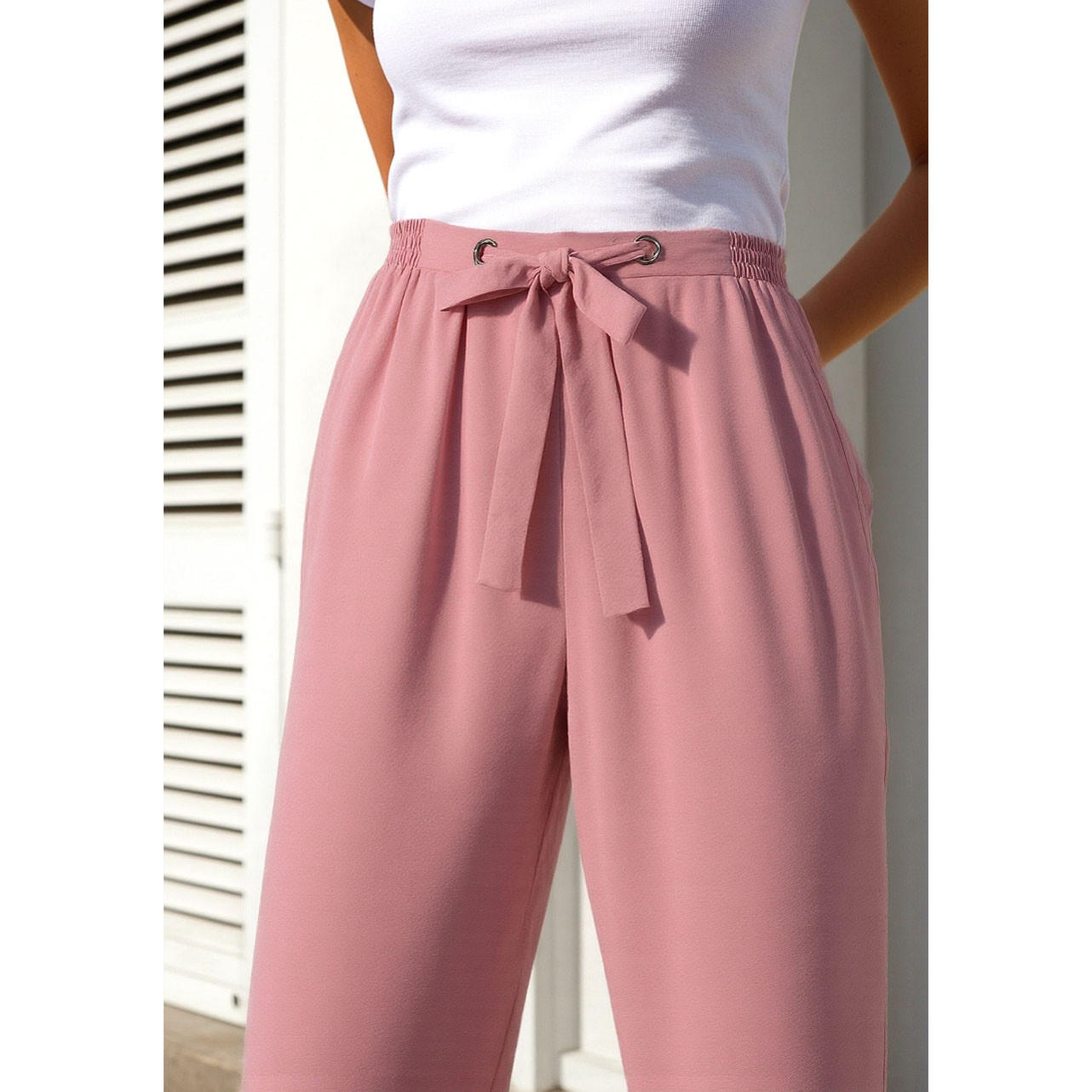 Textured Pants with Drawstring Closure-women-clothing-bottoms-trousers-image-4