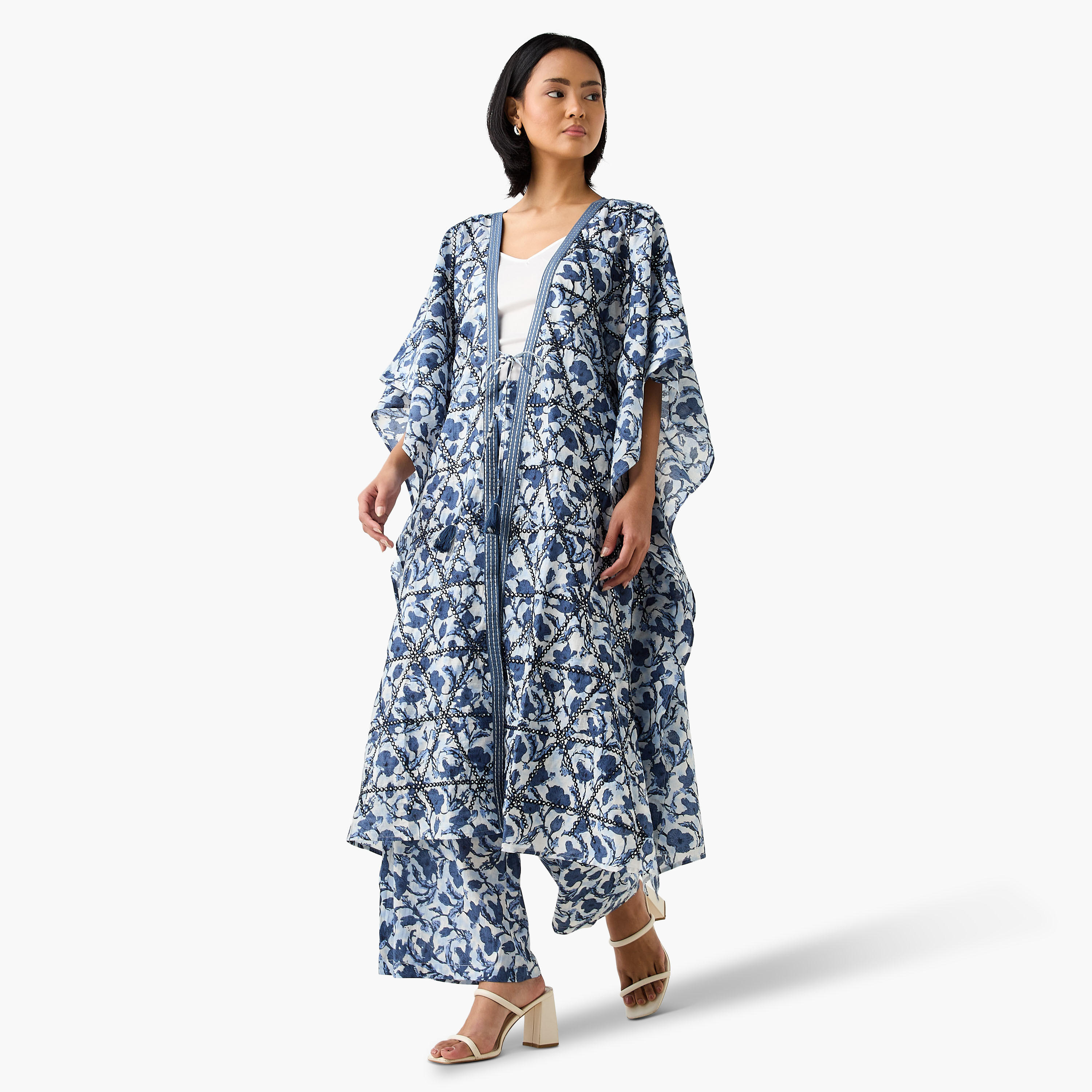 Embellished Kimono Cotton Shrug with Tie-Up-women-clothing-shirtsandblouses-blouses-image-1