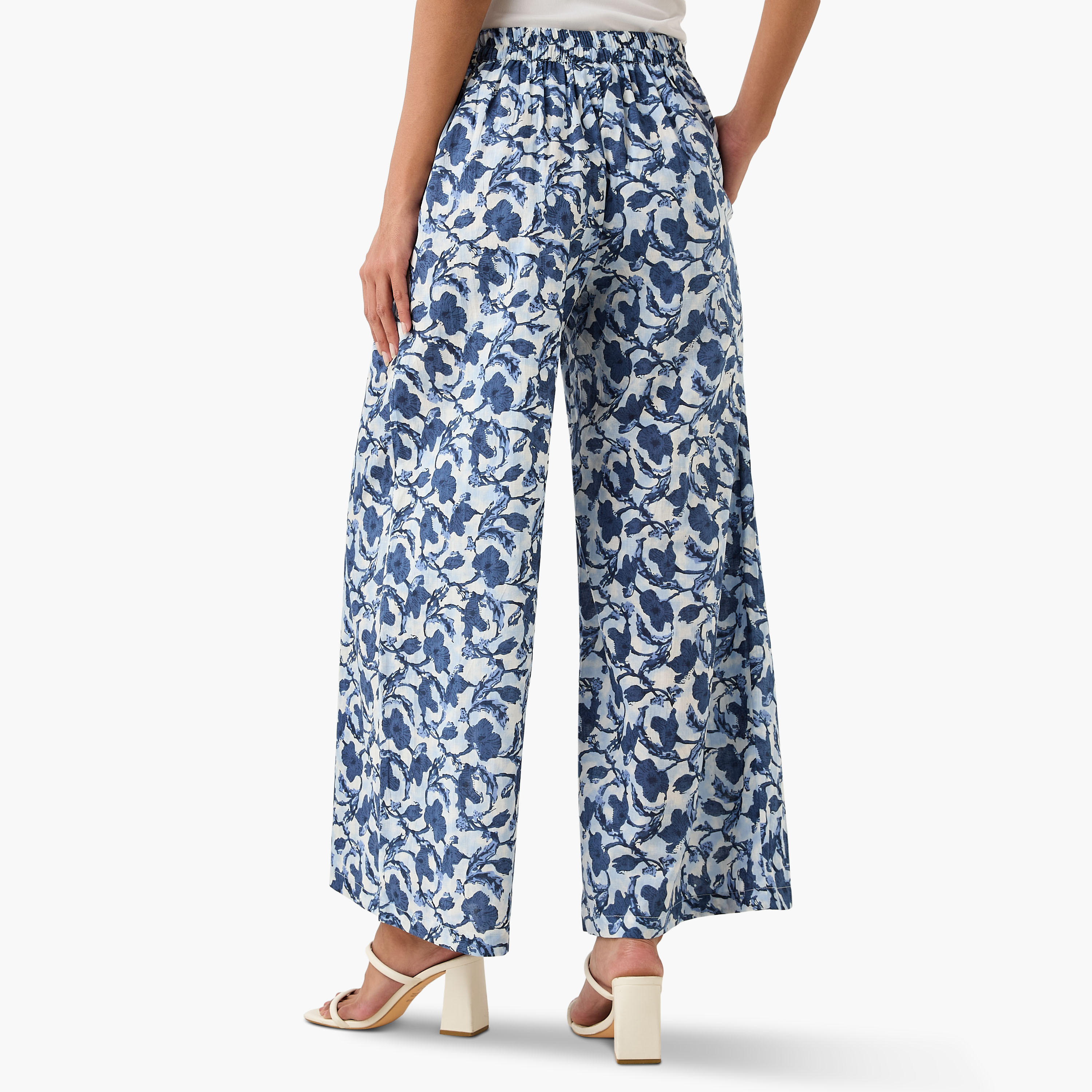 Floral Print Relaxed Fit Flexi Waist Palazzo Pants-women-clothing-bottoms-trousers-image-3