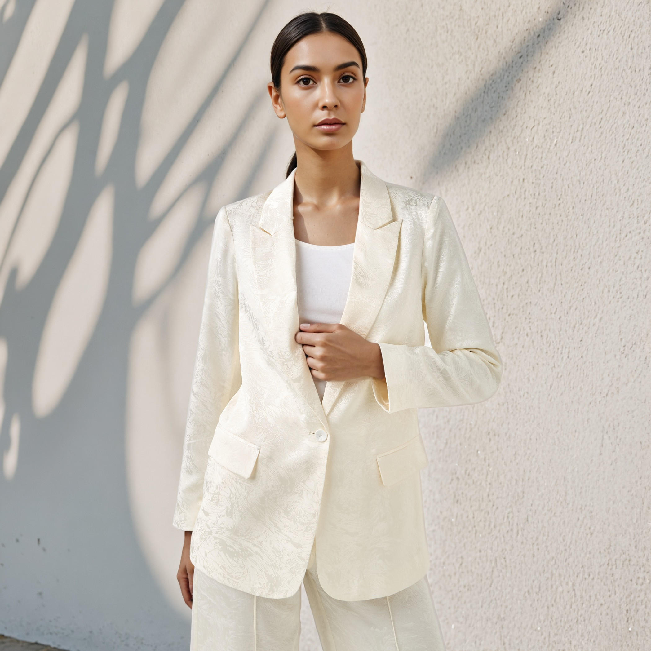 Jacquard Textured Blazer with Notch Lapel and Pockets-women-clothing-coatsandjackets-blazers-image-1