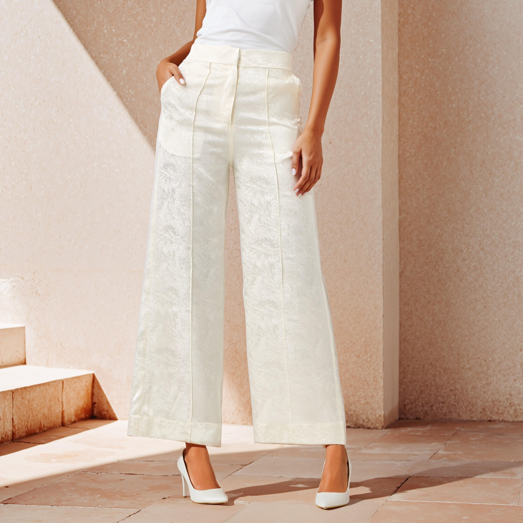 بنطلون جاكار واسع الساقين بجيوب-women-clothing-bottoms-trousers-image-1