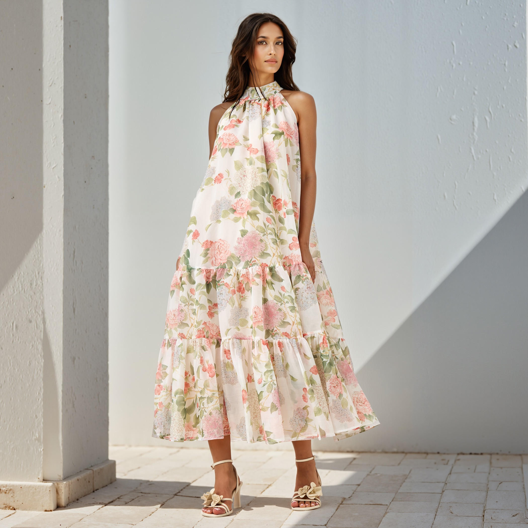 Floral Print Halter Neck Maxi Dress-women-clothing-dresses-image-2