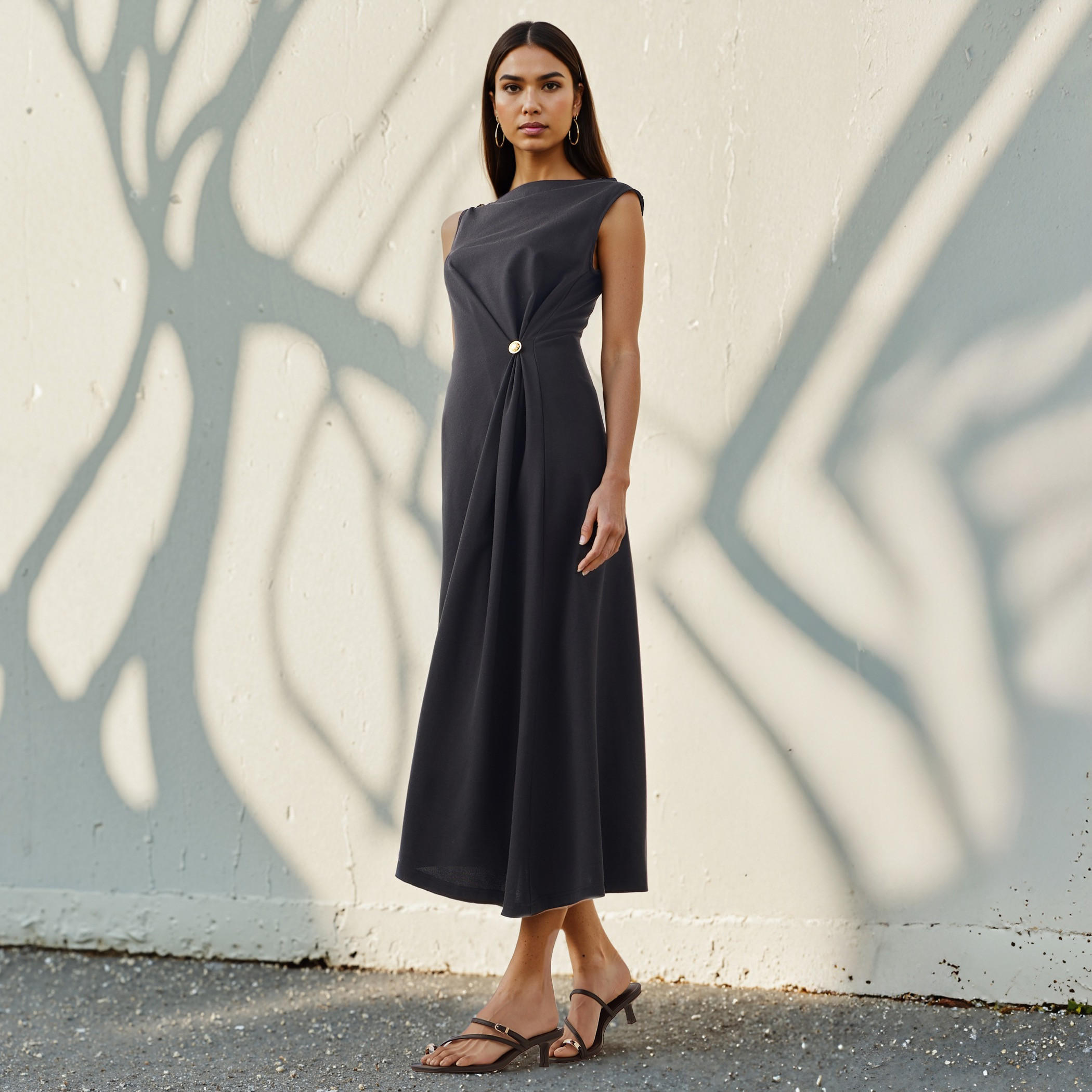 فستان إيه لاين دون أكمام بزينة معدنية وحافة غير متساوية-women-clothing-dresses-image-2