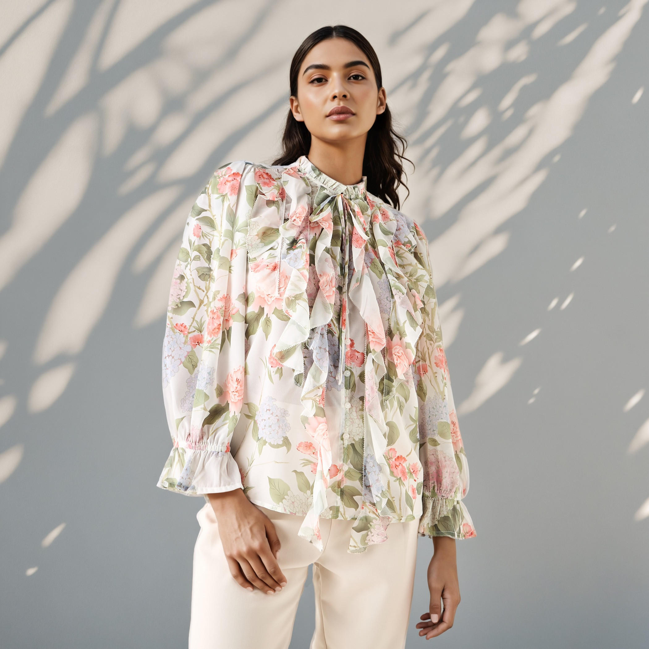 Floral Print Ruffled Top-women-clothing-shirtsandblouses-blouses-image-1