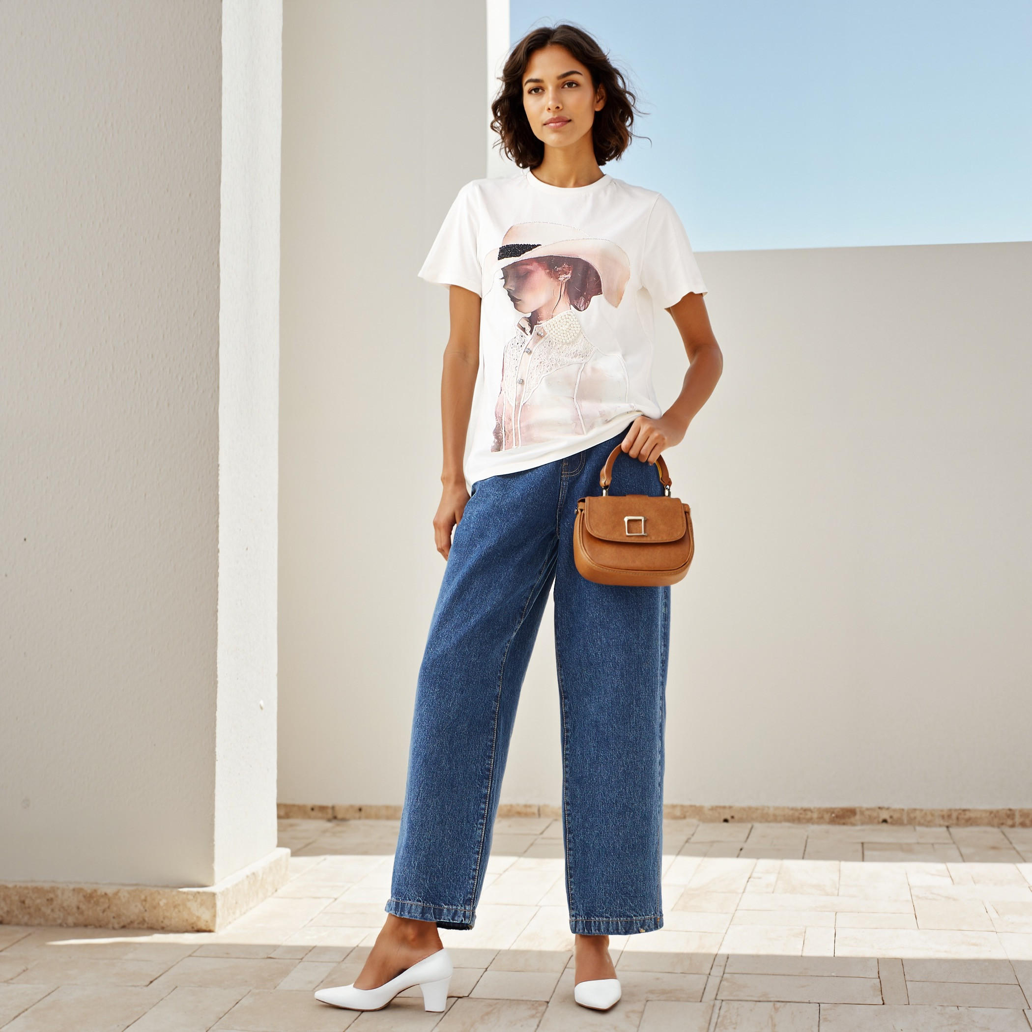Graphic Print Crew Neck T-shirt-women-clothing-tshirts-image-2
