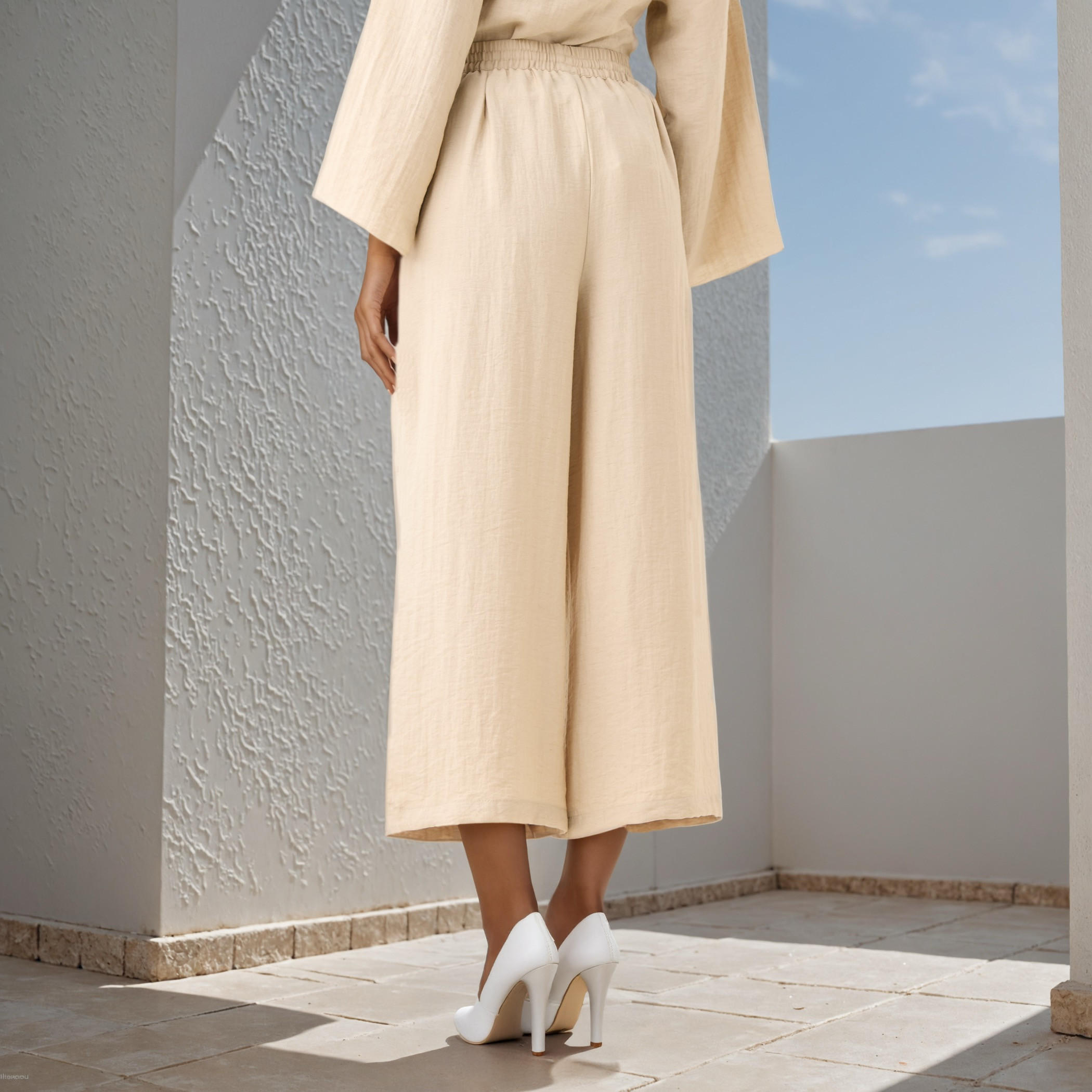 Relaxed Fit Flexi Waist Linen Blend Pants-women-clothing-bottoms-trousers-image-3