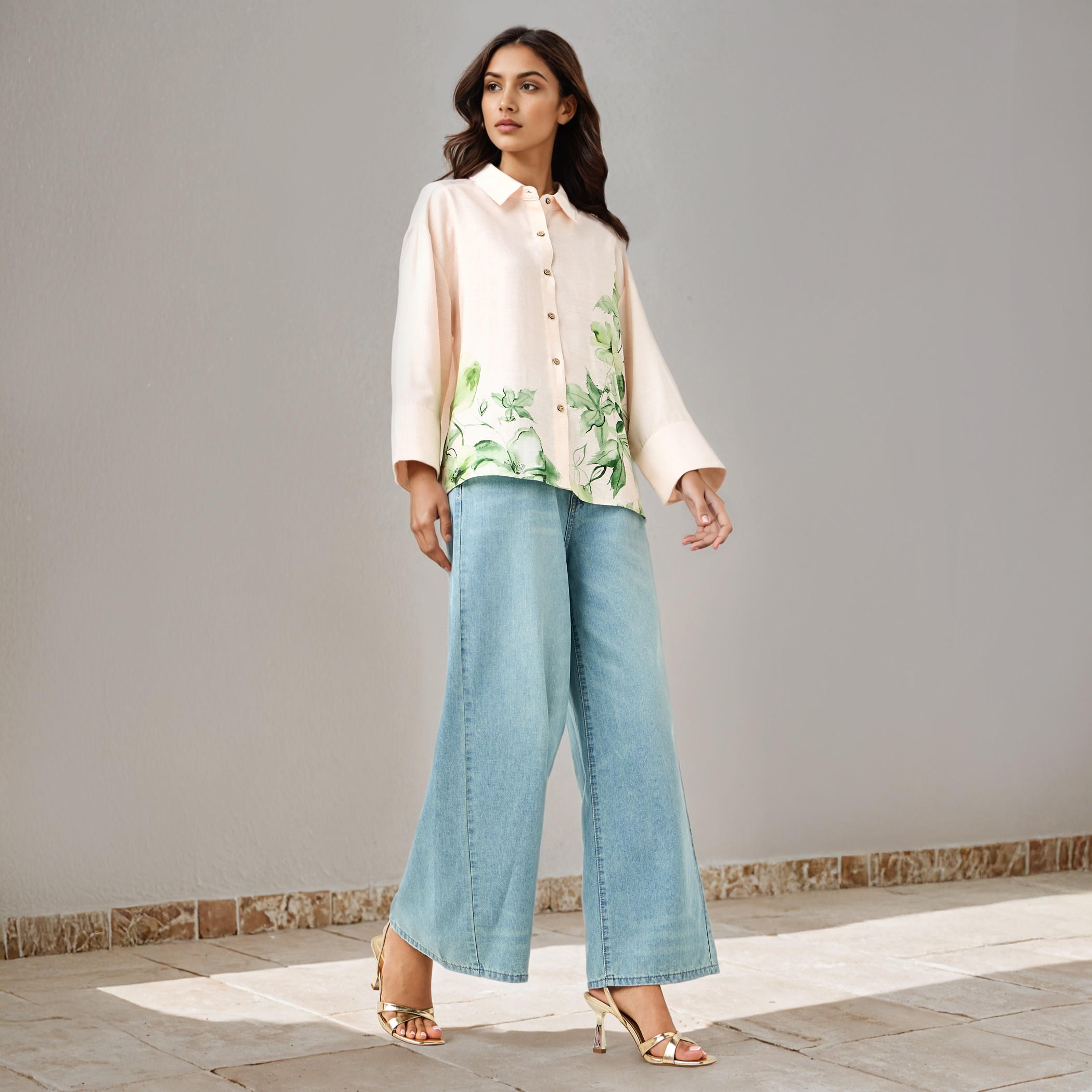 Floral Print Linen Blend Shirt with Long Sleeves-women-clothing-shirtsandblouses-shirts-image-2