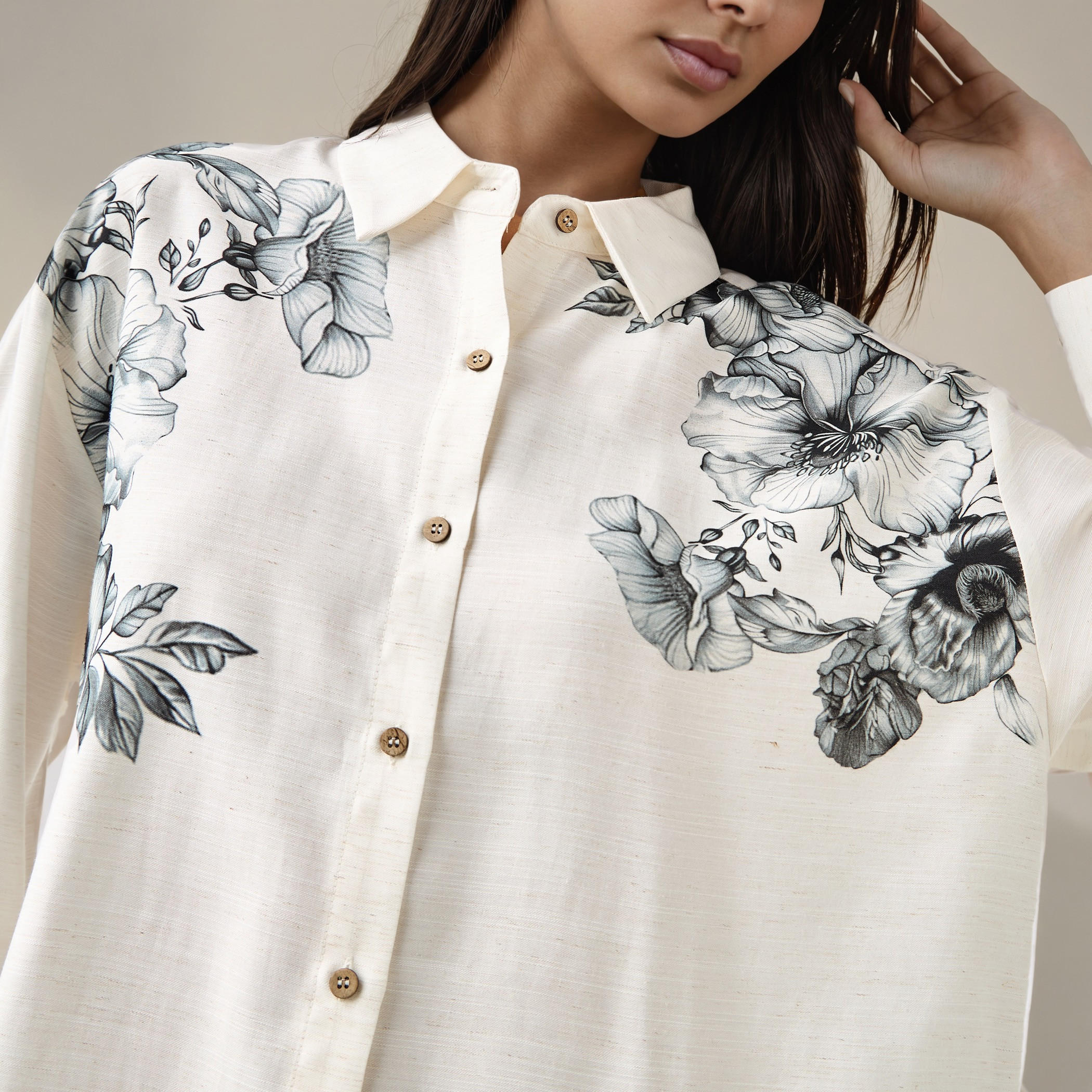 Floral Print Linen Blend Shirt with Long Sleeves-women-clothing-shirtsandblouses-shirts-image-4