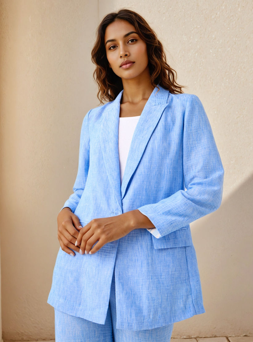 Linen Blazer with Notch Lapel and Pockets-women-clothing-coatsandjackets-blazers-image-1