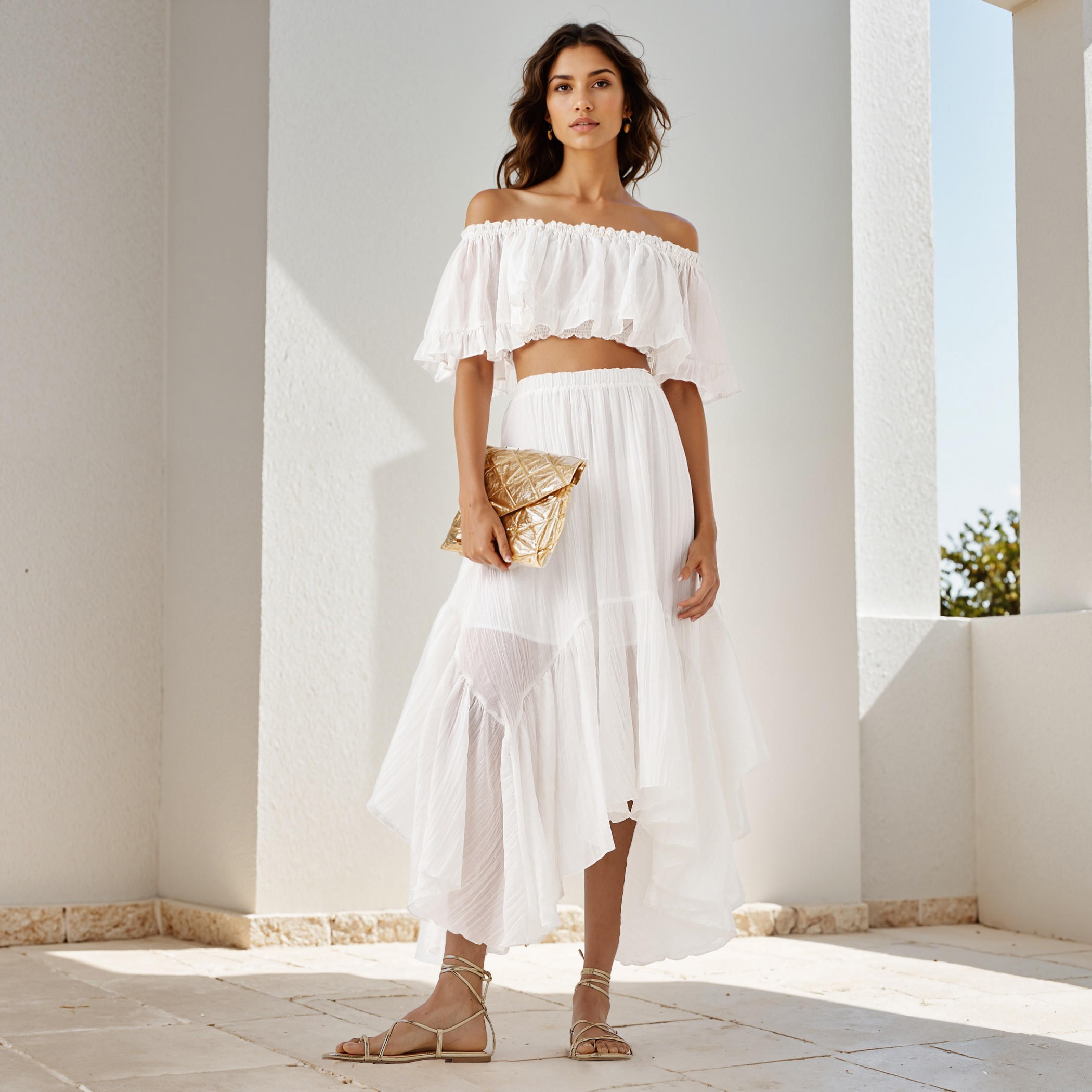 Asymmetrical Midi Skirt with Elasticated Waistband-women-clothing-bottoms-skirts-image-2