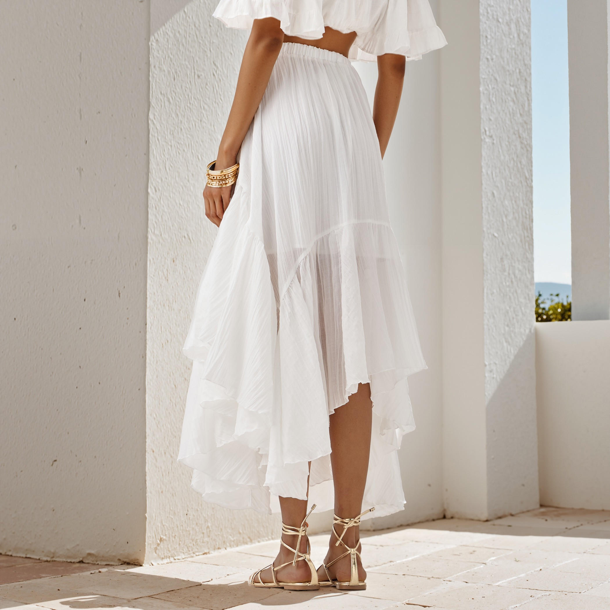 Asymmetrical Midi Skirt with Elasticated Waistband-women-clothing-bottoms-skirts-image-3