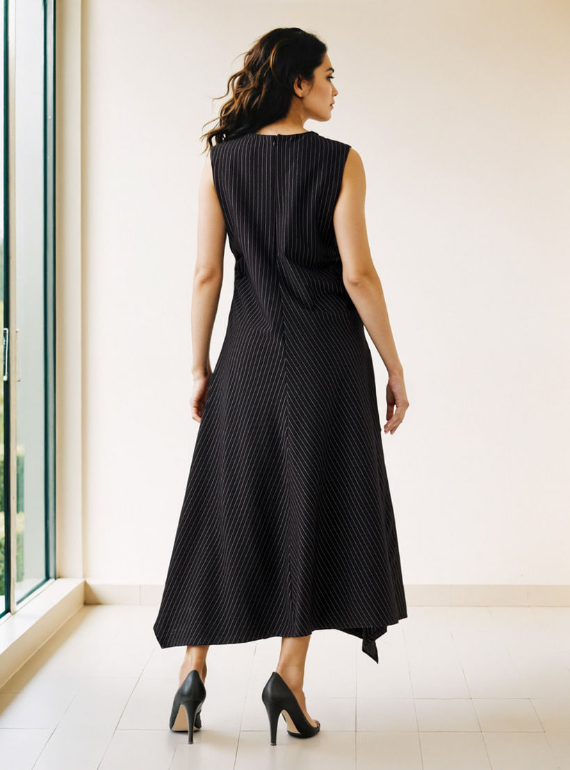 Striped V-neck Sleeveless Dress-women-clothing-dresses-image-3