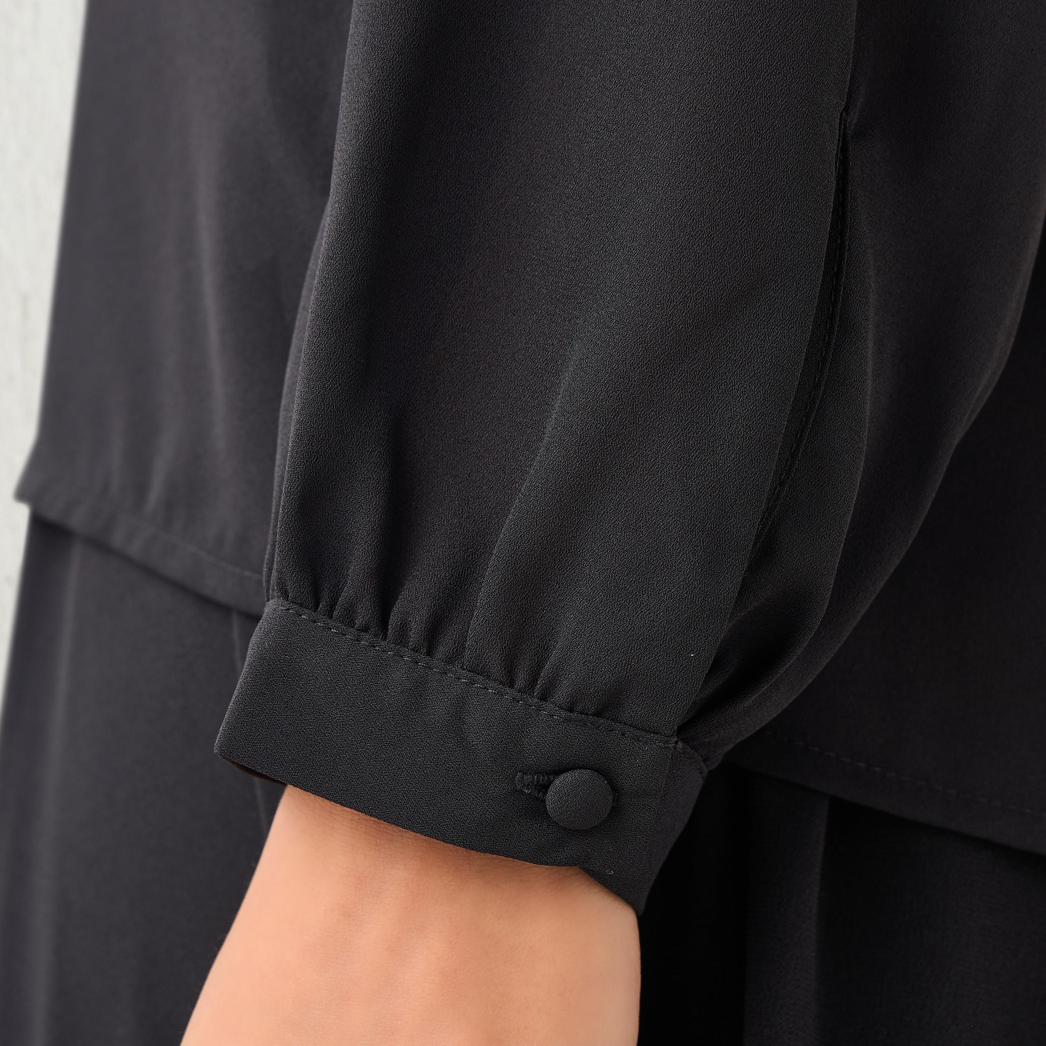 Ruffle Detail Top with Tie-Up Neck and Long Sleeves-women-clothing-shirtsandblouses-blouses-image-4