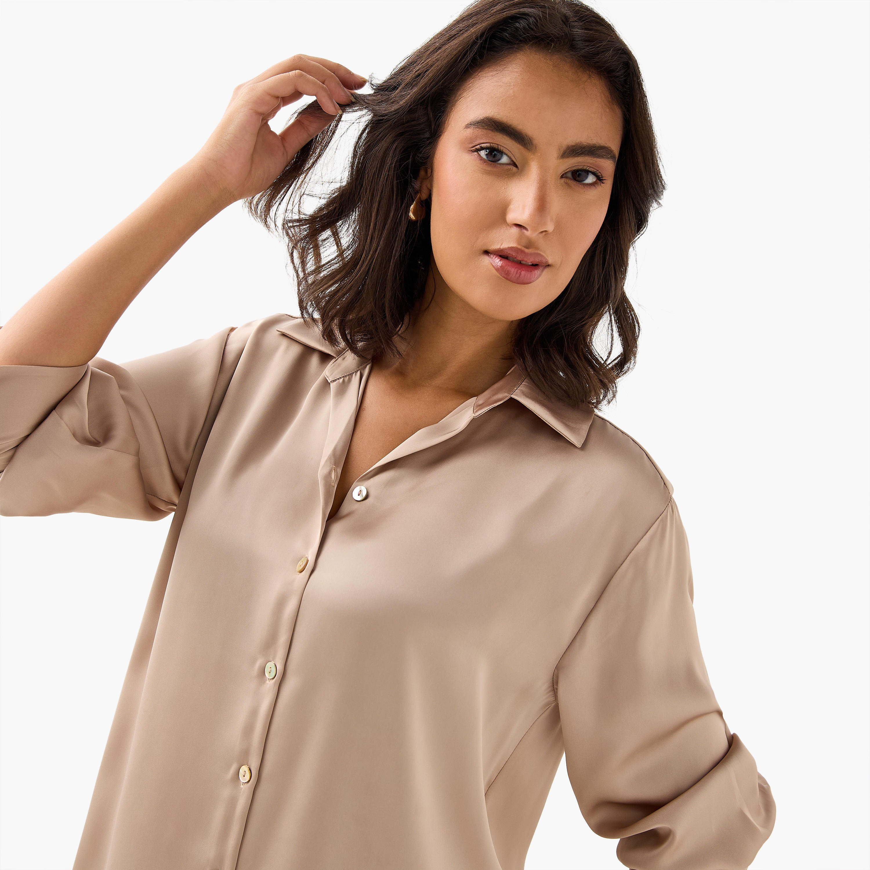 قميص ساتان بقصة عادية بياقة وأكمام طويلة-women-clothing-shirtsandblouses-shirts-image-4