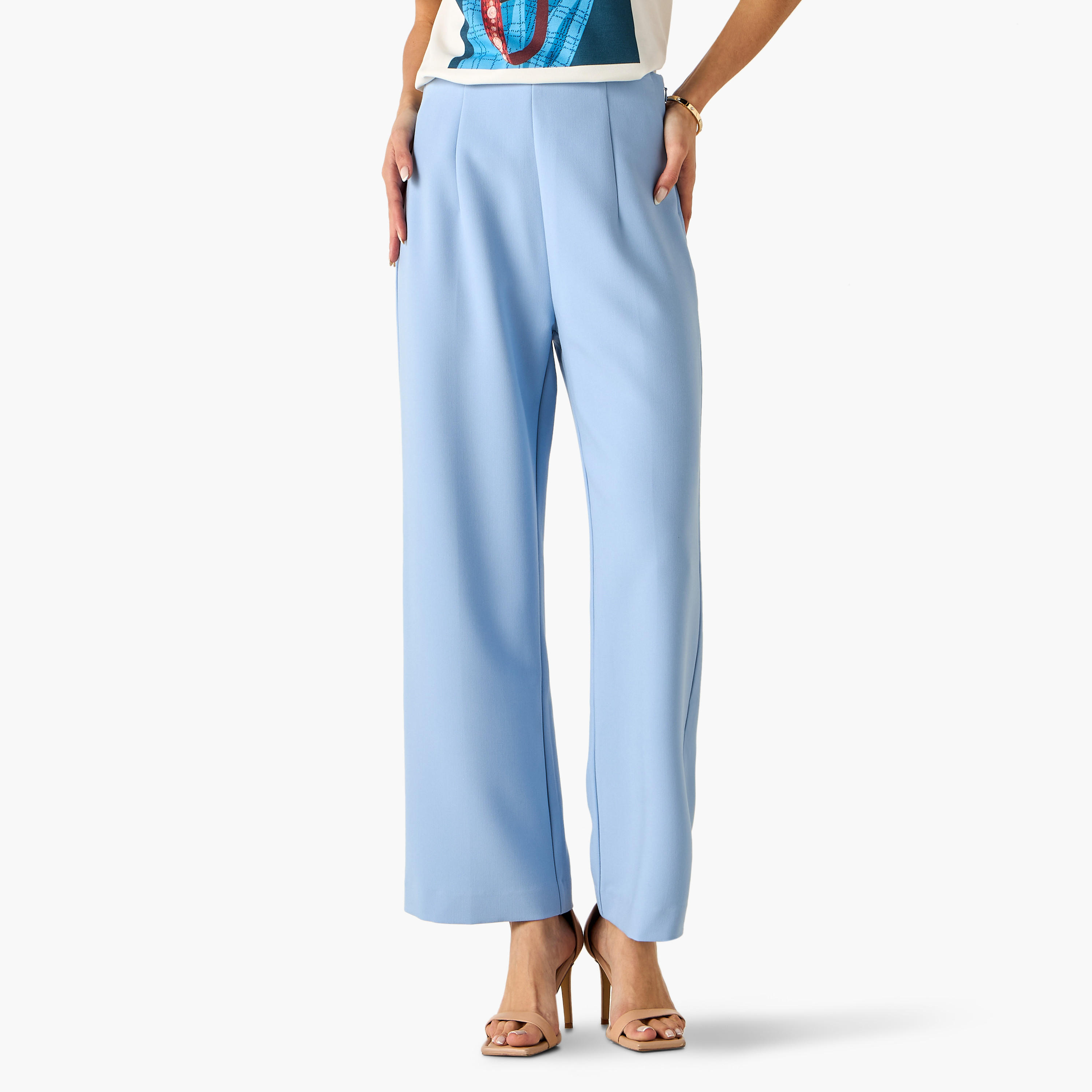 Pleated Trousers with Zip Closure-women-clothing-bottoms-trousers-image-1
